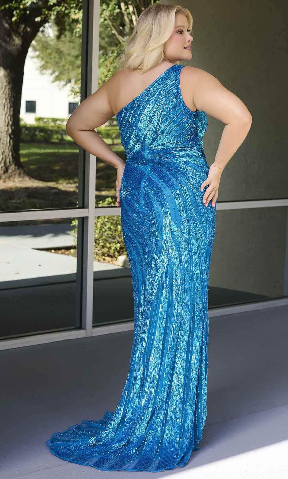 Primavera Couture 14075 - One Shoulder Beaded Sequin Evening Dress