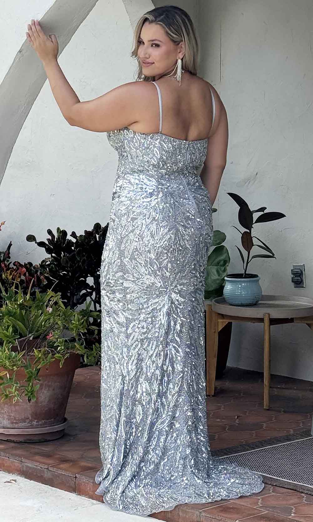 Primavera Couture 14078 - V-Neck Sequined Sleeveless Evening Gown - view 8