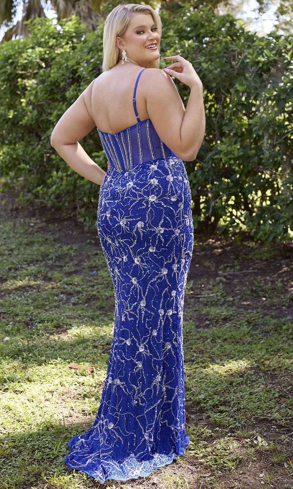 Primavera Couture 14079 - Sheer Sleeveless Sequined Evening Gown - view 8