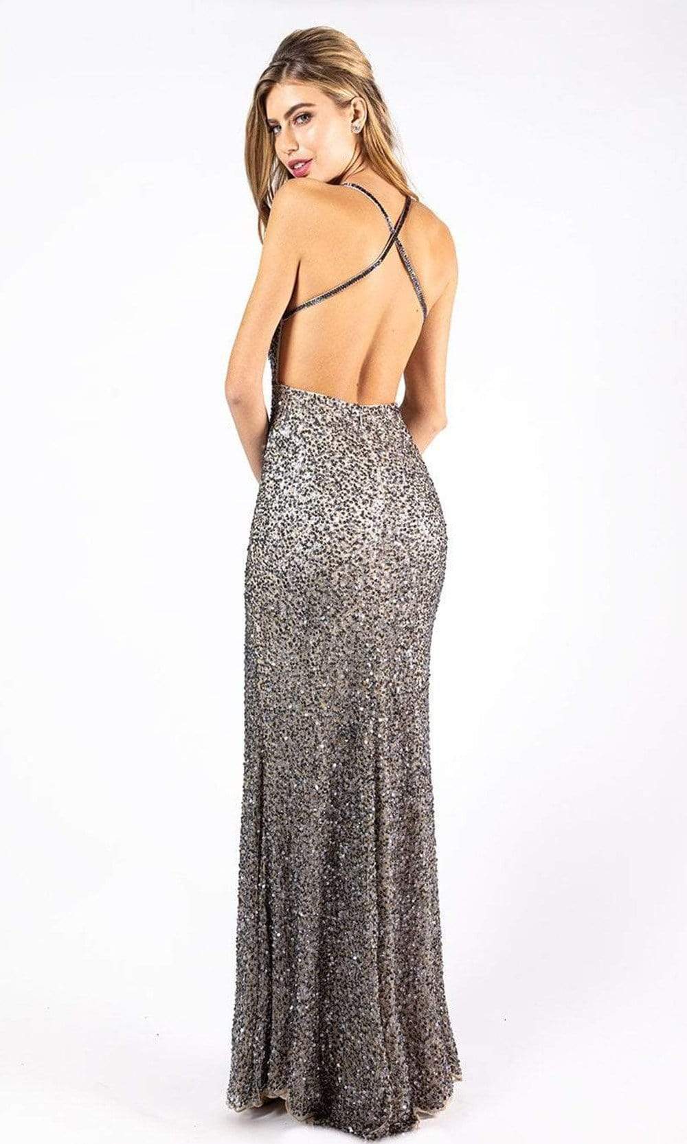 Primavera Couture - 3291 Sparkling Allover Sequin V Neck Sheath Gown - view 10