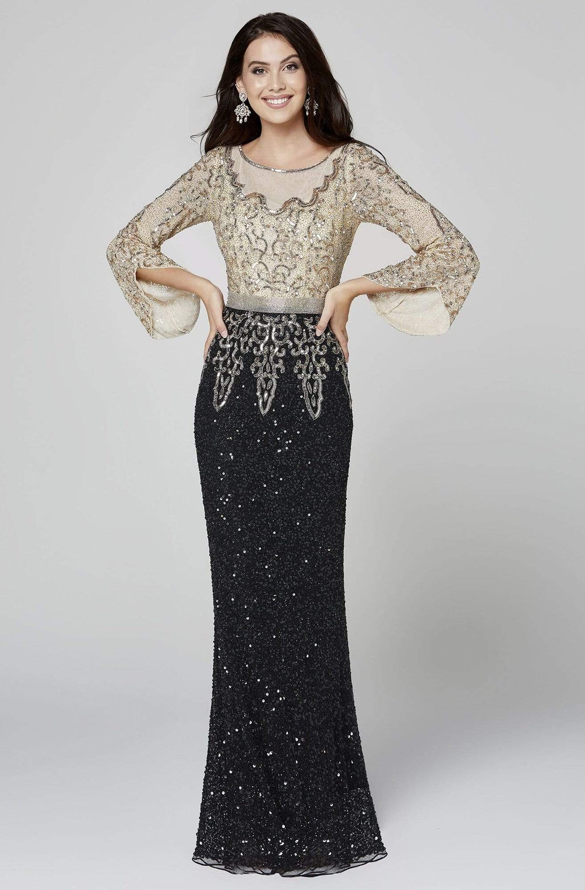 Primavera Couture - 3378 Embellished Bateau Sheath Dress - designer evening gown at Silhouette Dresses