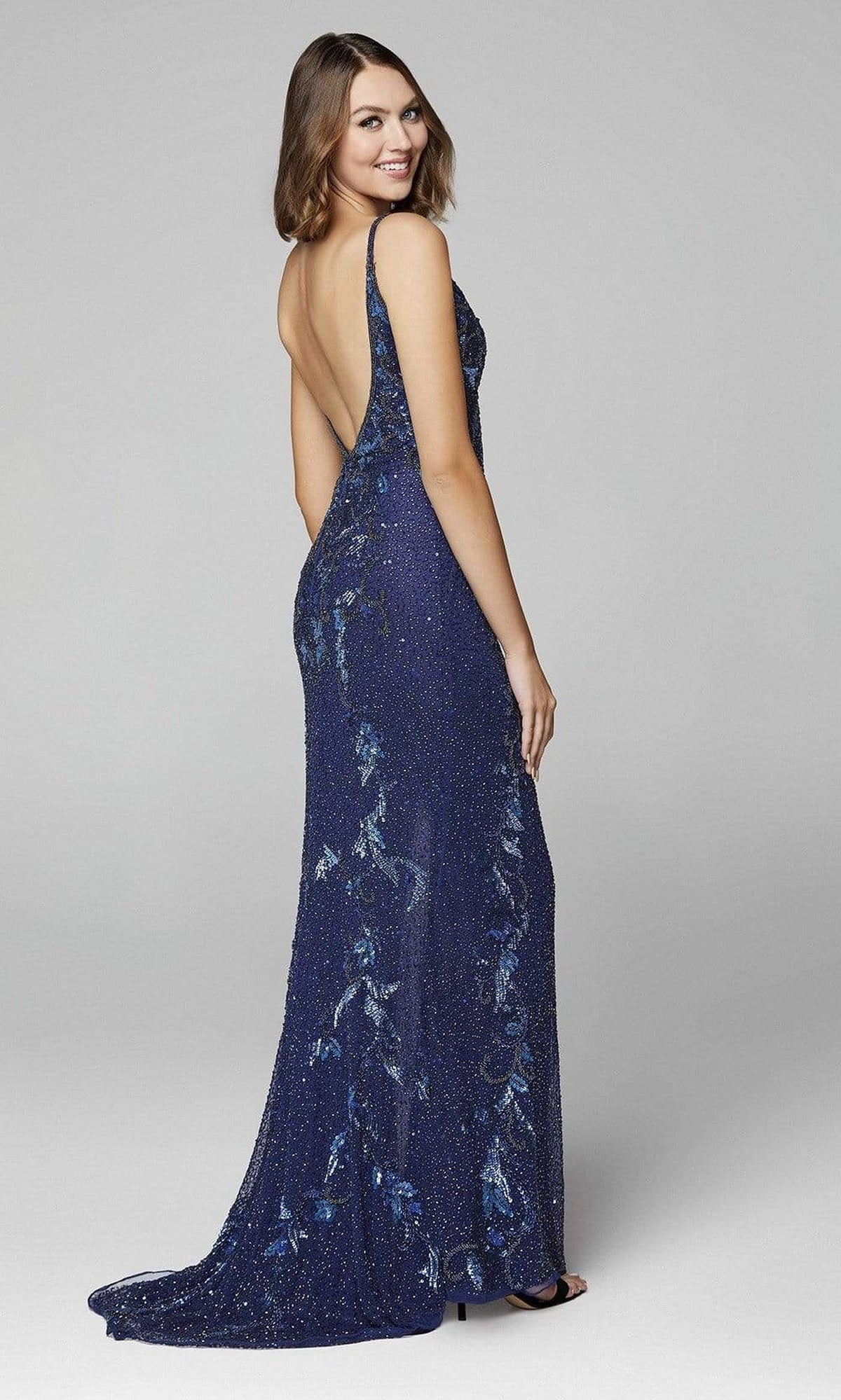 Primavera Couture - 3727 V-Neck Sleeveless High Slit Gown