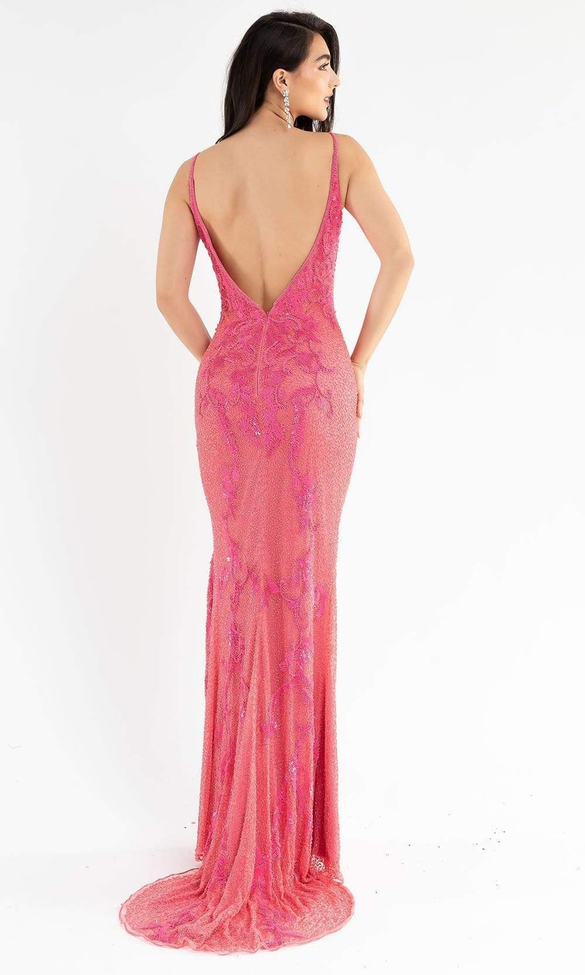 Primavera Couture - 3727 V-Neck Sleeveless High Slit Gown