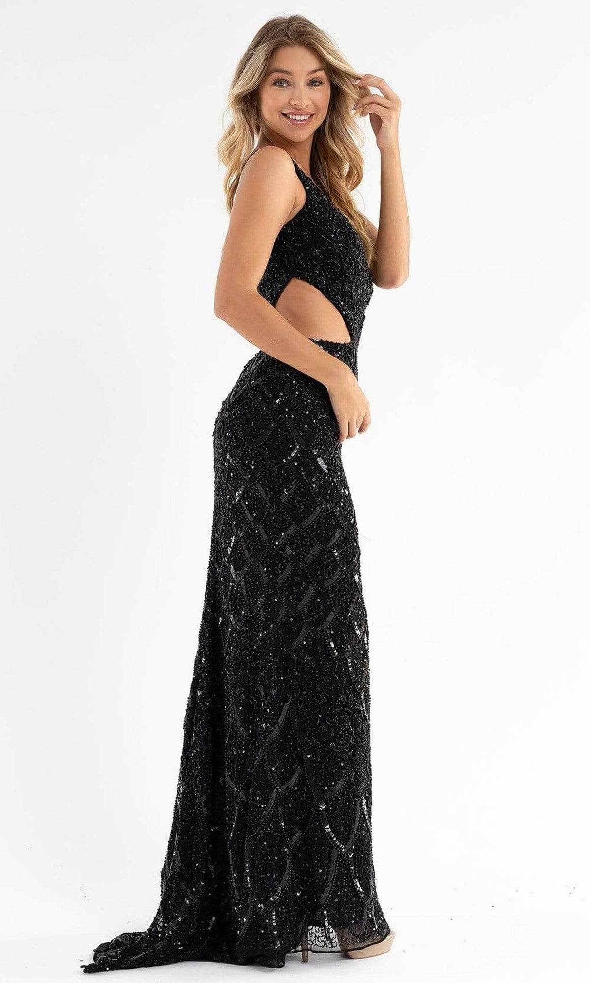 Primavera Couture - 3729 One Shoulder Asymmetrical Dress