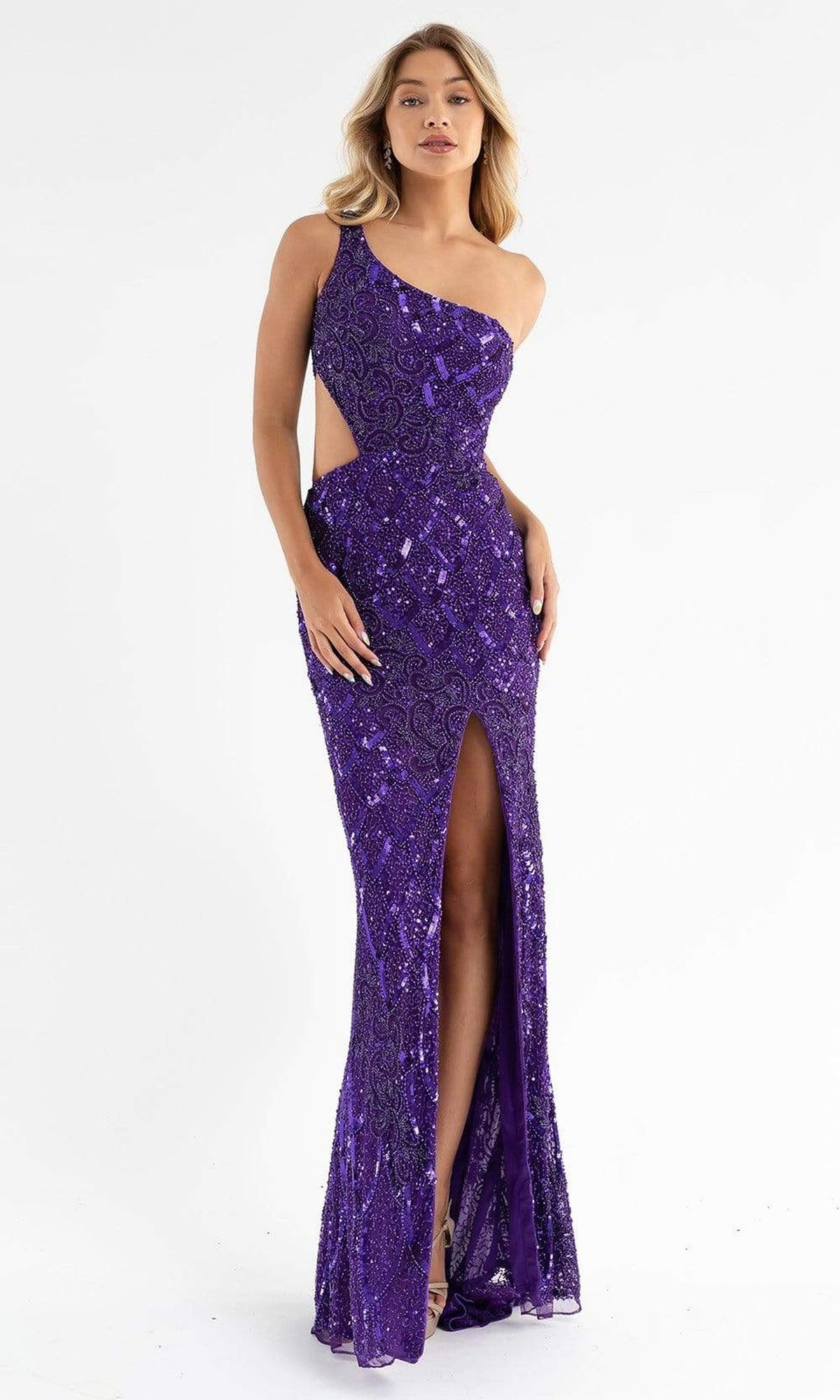 Primavera Couture - 3729 One Shoulder Asymmetrical Dress