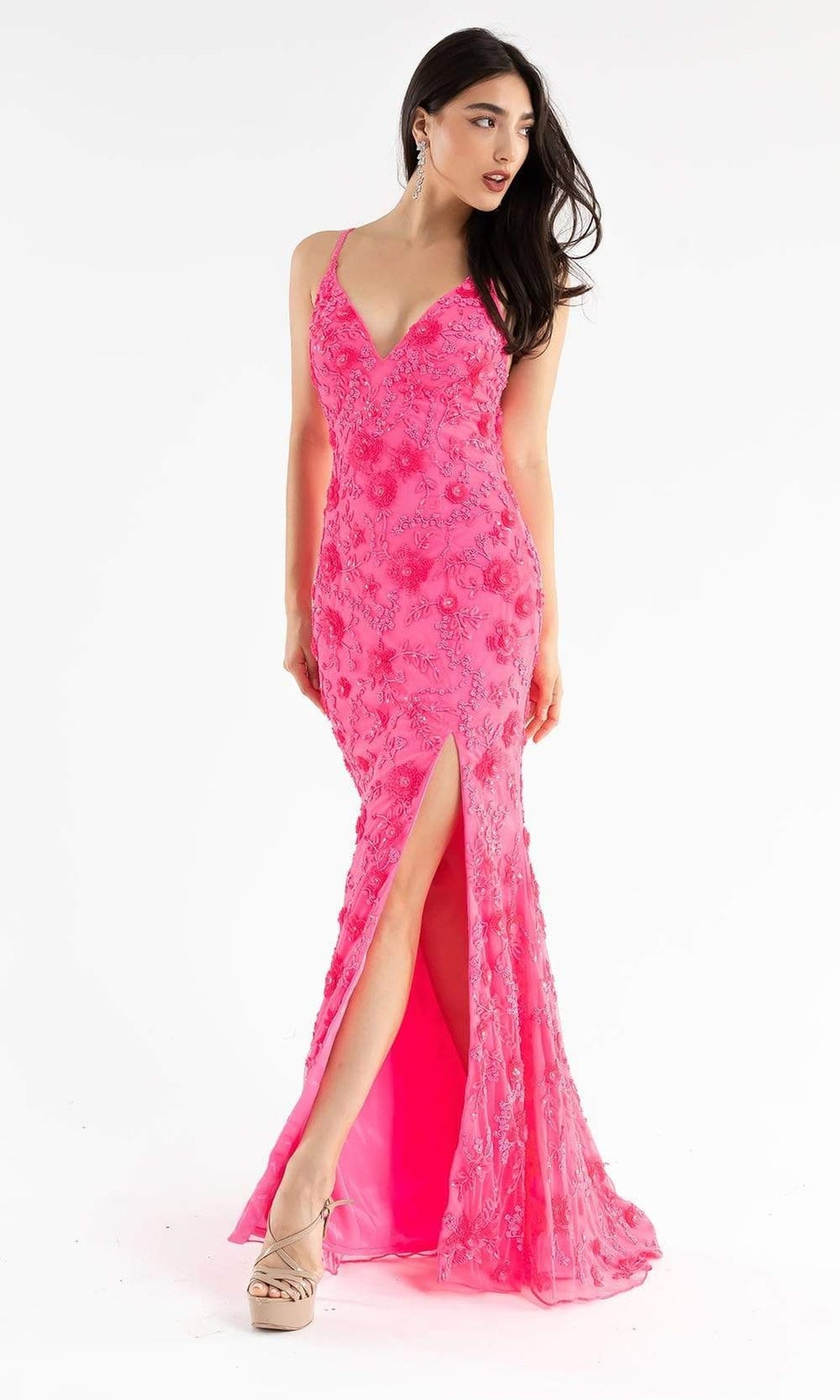 Primavera Couture - 3731 Sleeveless Plunging V-Neck Dress