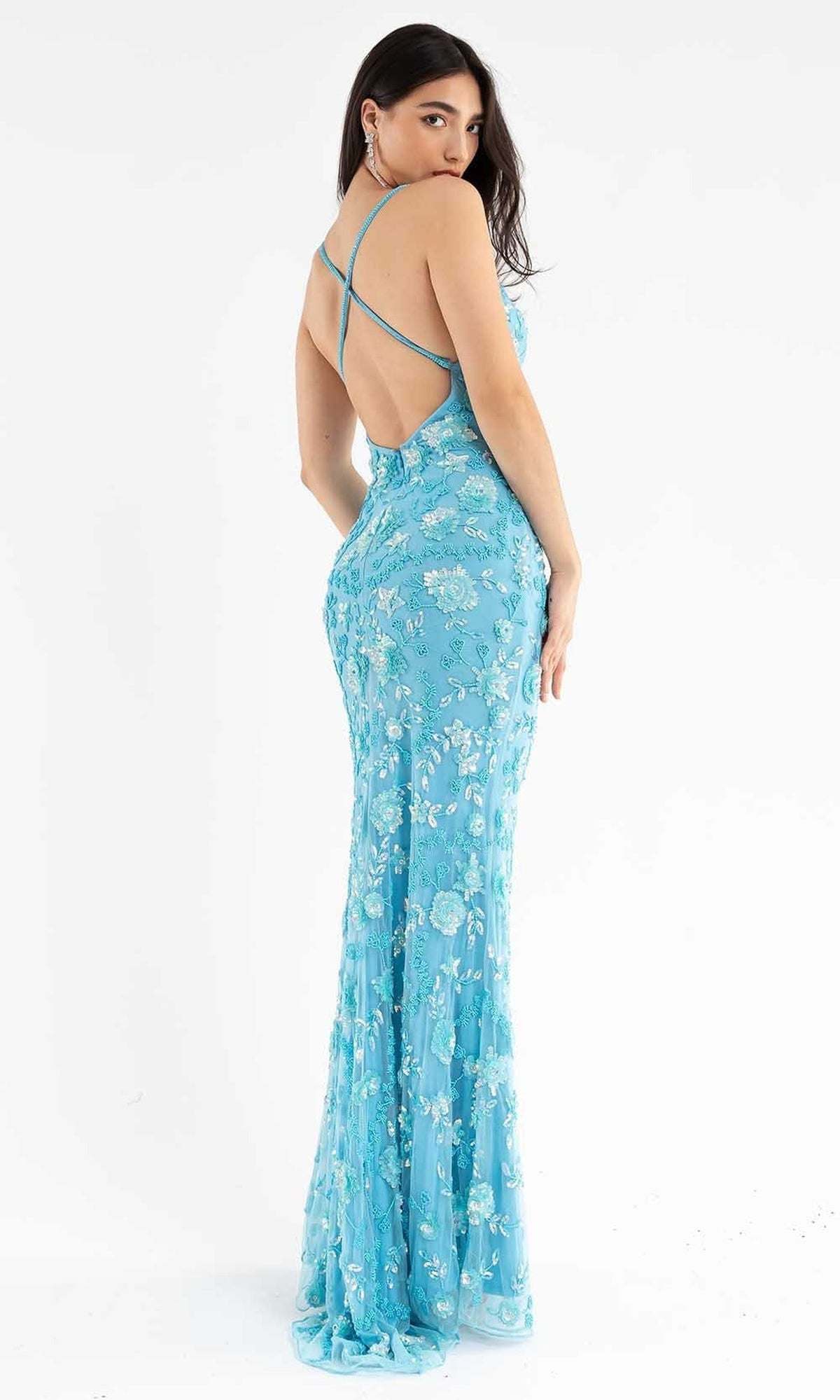 Primavera Couture - 3731 Sleeveless Plunging V-Neck Dress