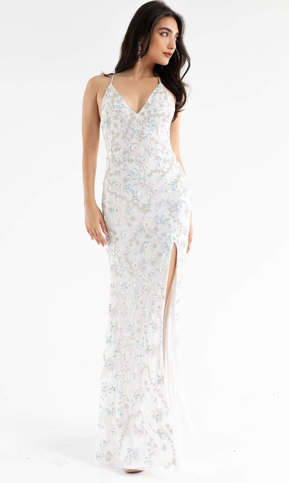Primavera Couture - 3731 Sleeveless Plunging V-Neck Dress - view 6