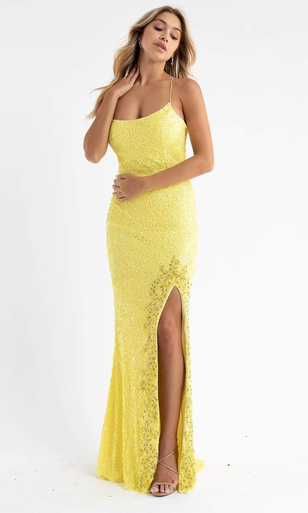 Primavera Couture - 3758 Shimmering Fully Sequined Strappy Back Long Gown - view 6