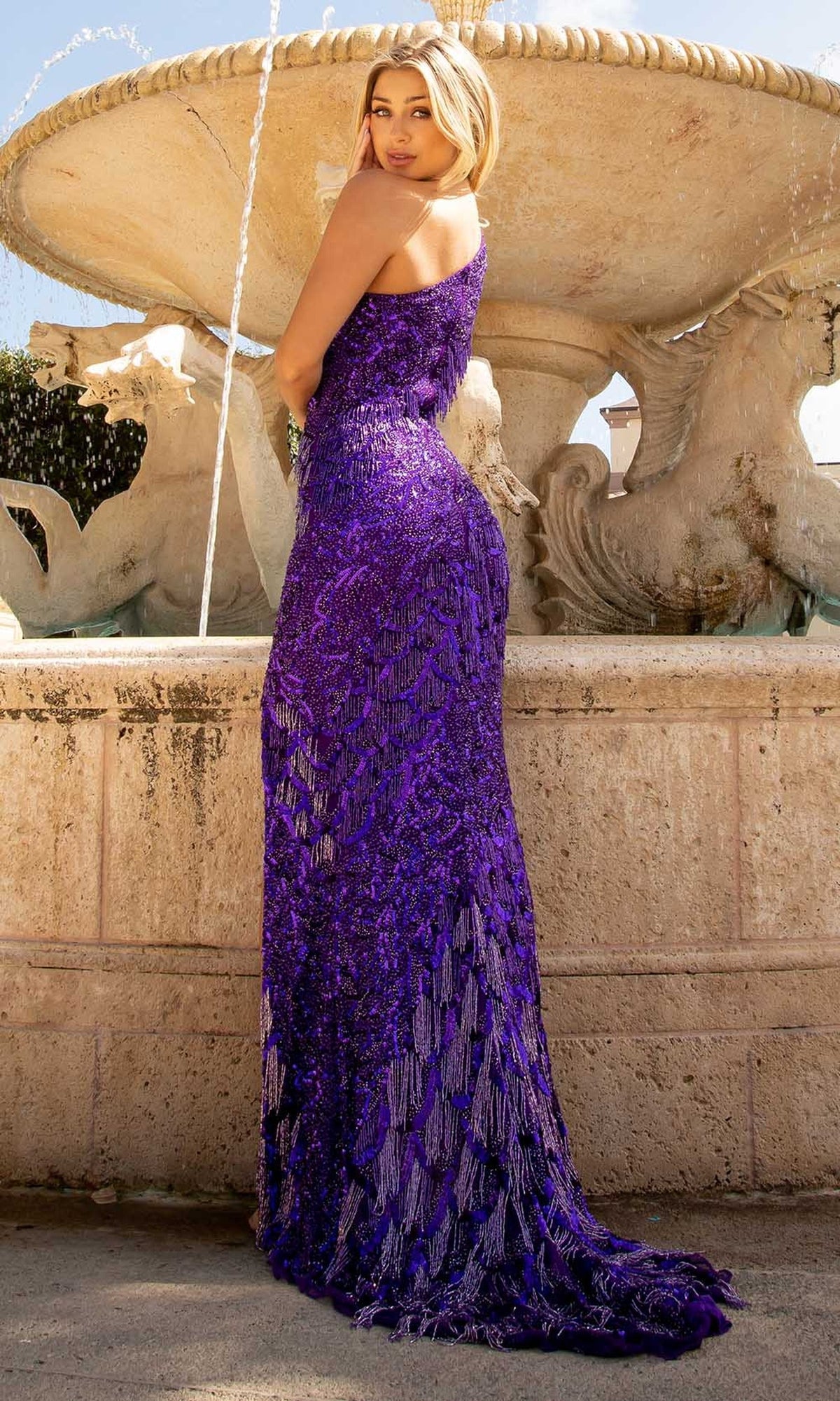Primavera Couture - 3766 Asymmetrical One Sleeve Gown
