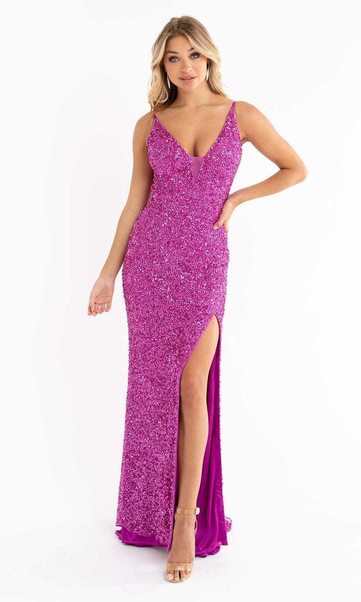 Primavera Couture - 3792 Sleeveless Sequin High Slit Dress
