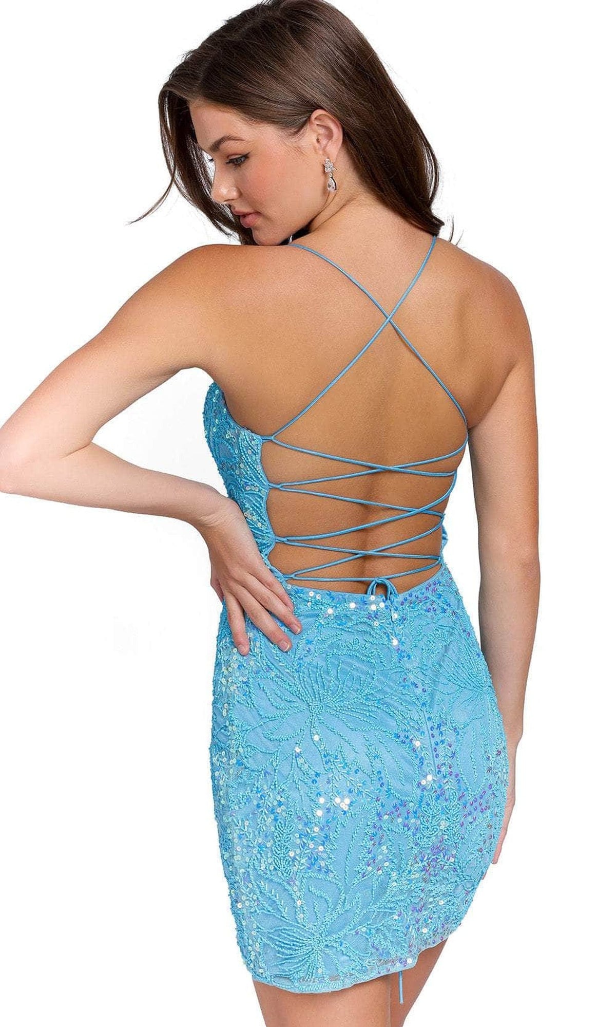 Primavera Couture 3835 - Lace-Up Back Sleeveless Cocktail Dress