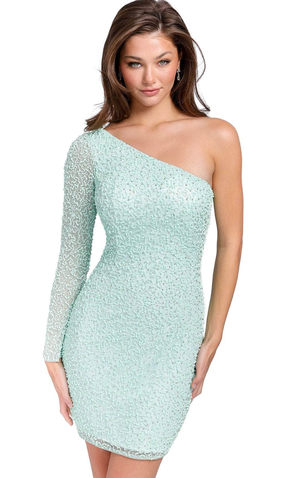 Primavera Couture 3849 - One Shoulder Long Sleeve Cocktail Dress - view 4
