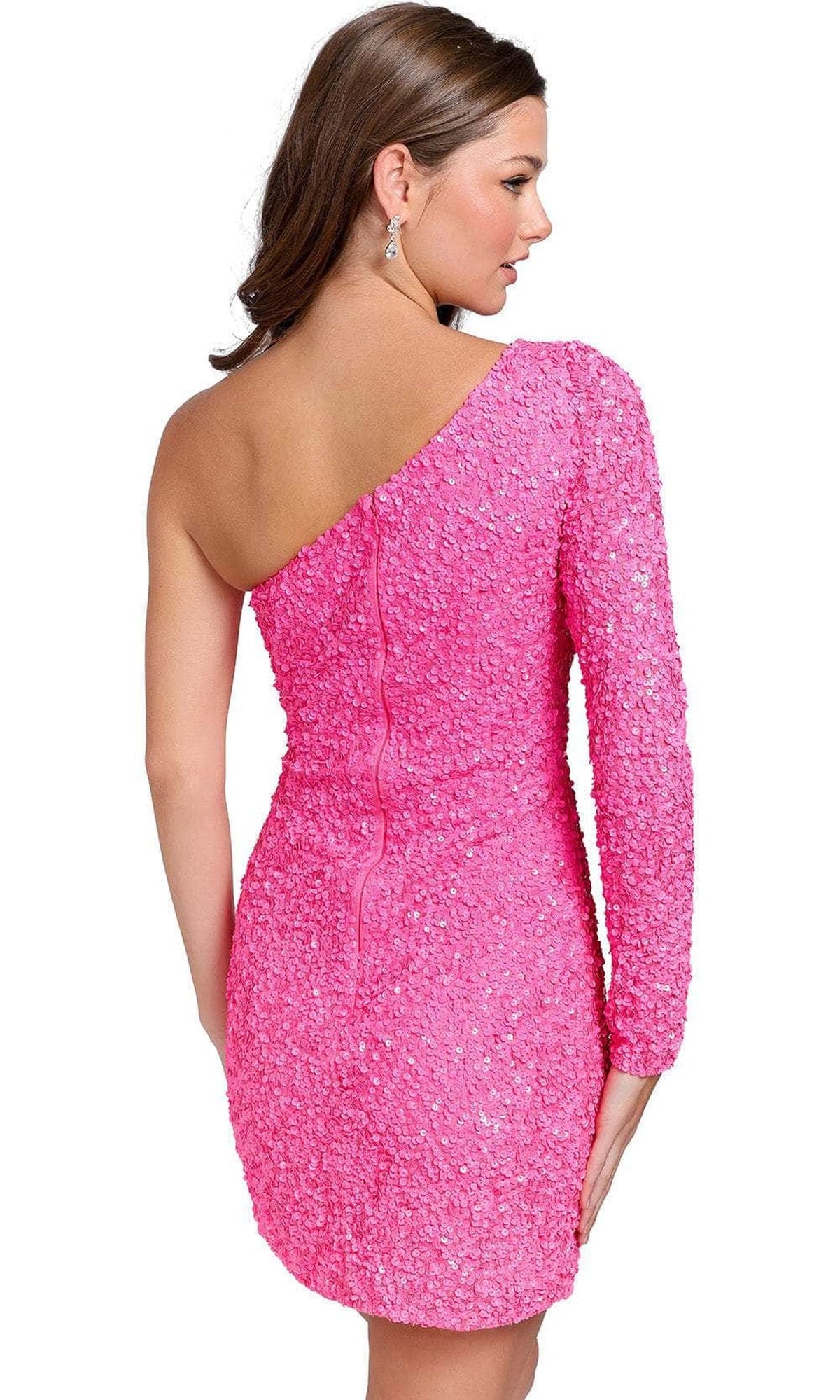 Primavera Couture 3860 - One Sleeved Sequin Cocktail Dress