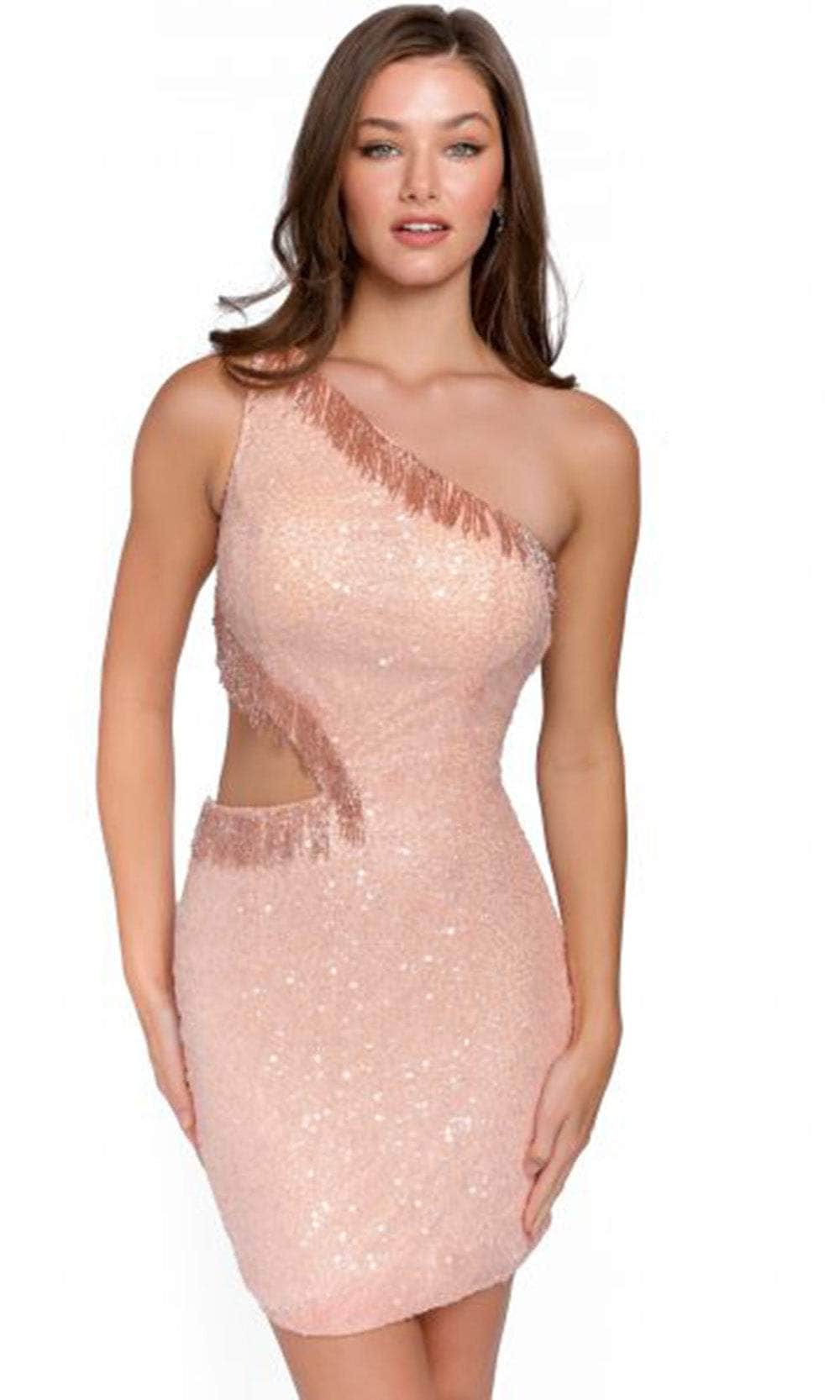 Primavera Couture 3863 - Sequin One Sleeve Cocktail Dress - view 6
