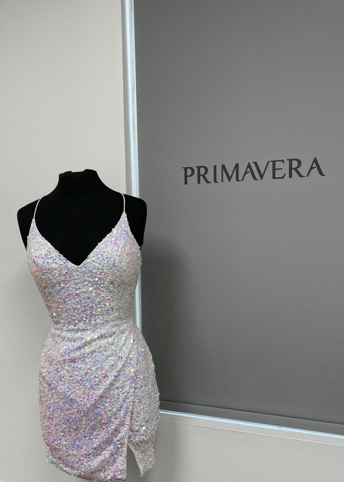 Primavera Couture 3896 - V-Neck Sequin Cocktail Dress