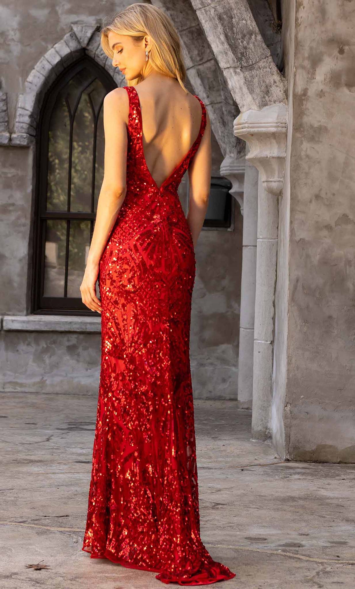 Primavera Couture 3908 - V-Back Intricate Sequin Prom Gown - view 9