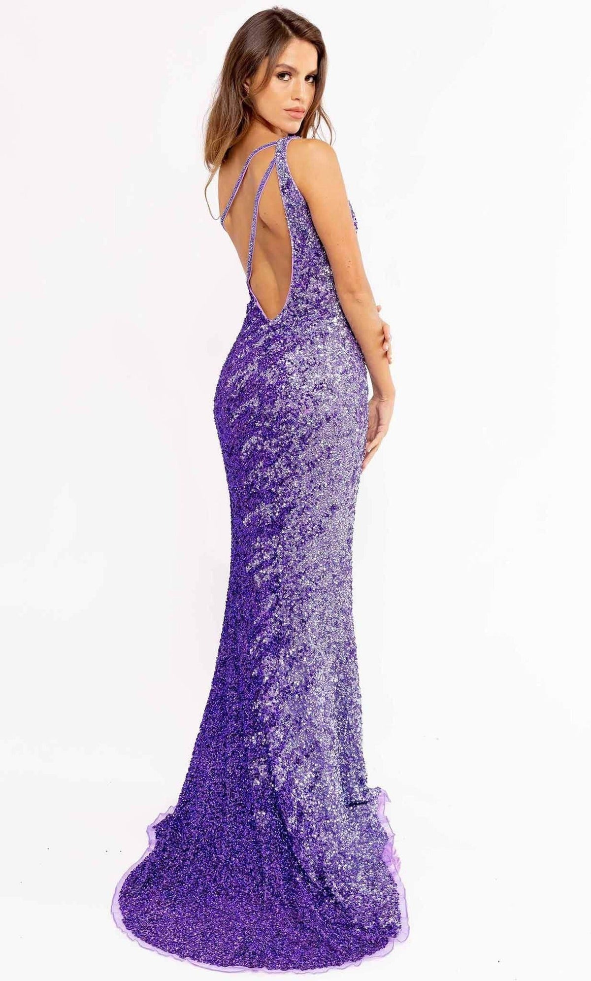 Primavera Couture 3944 - Ombre Sequin Sheath Prom Gown
