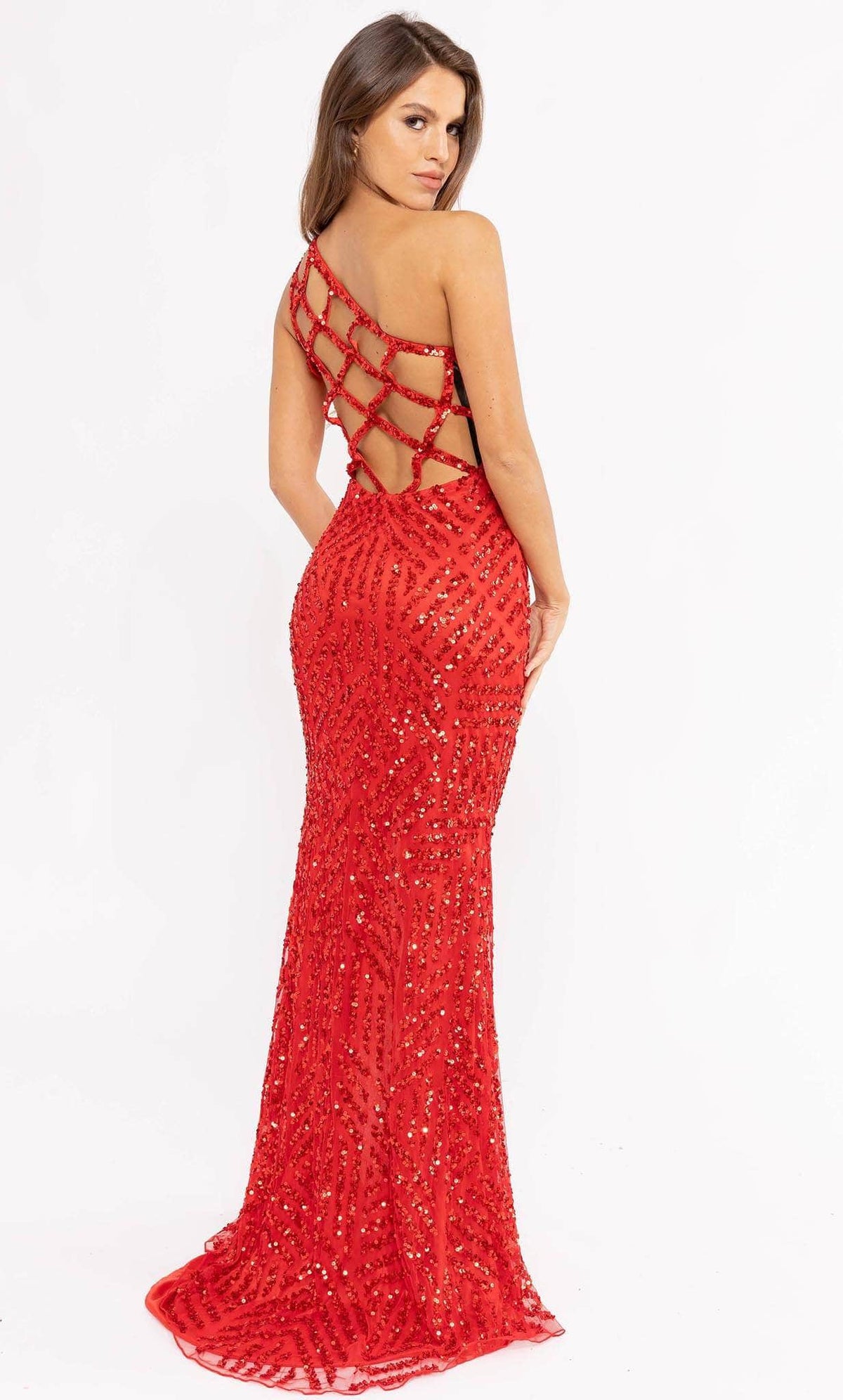 Primavera Couture 3951 - Sequined Cutout Back Prom Gown - view 5