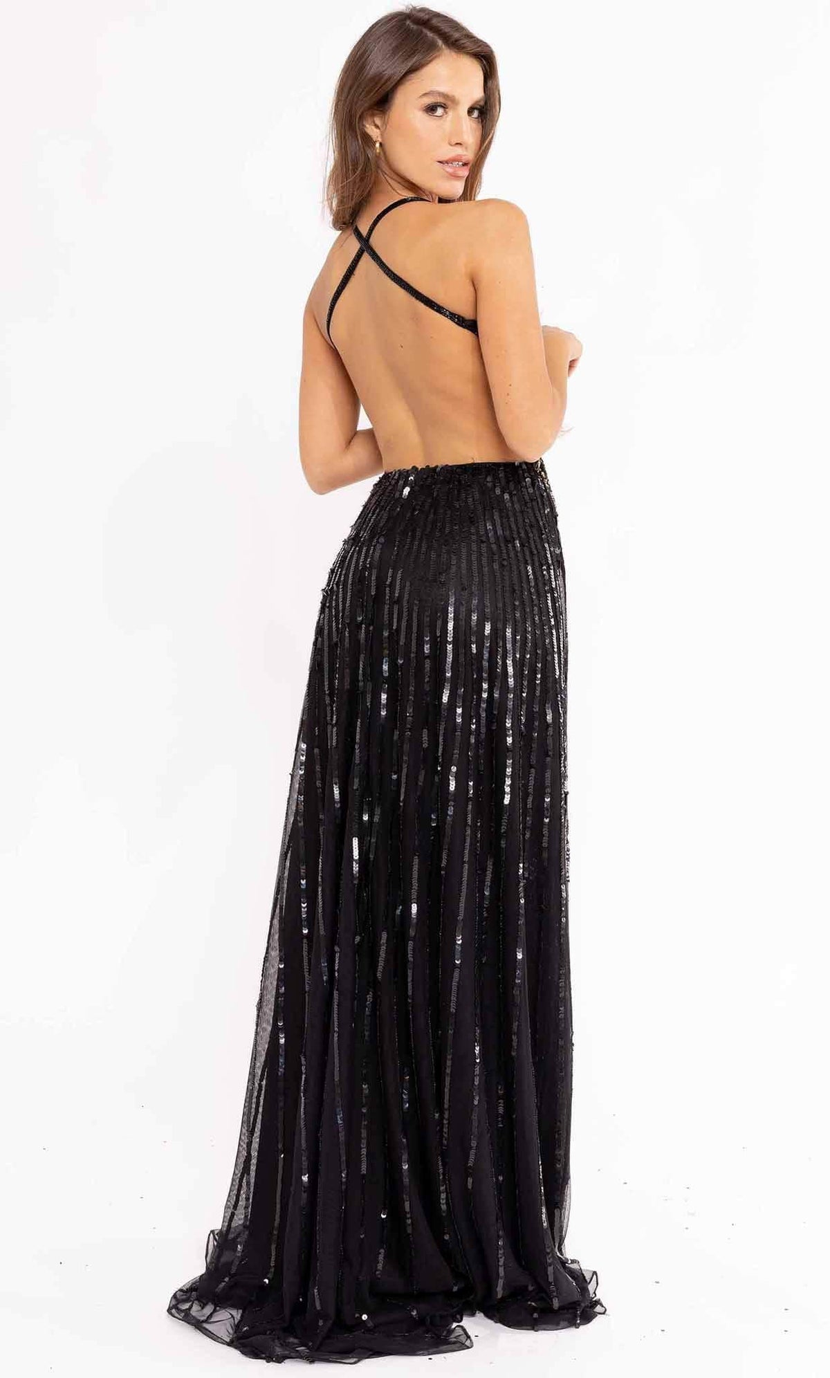 Primavera Couture 3957 - Beaded Butterfly A-Line Prom Gown - back view