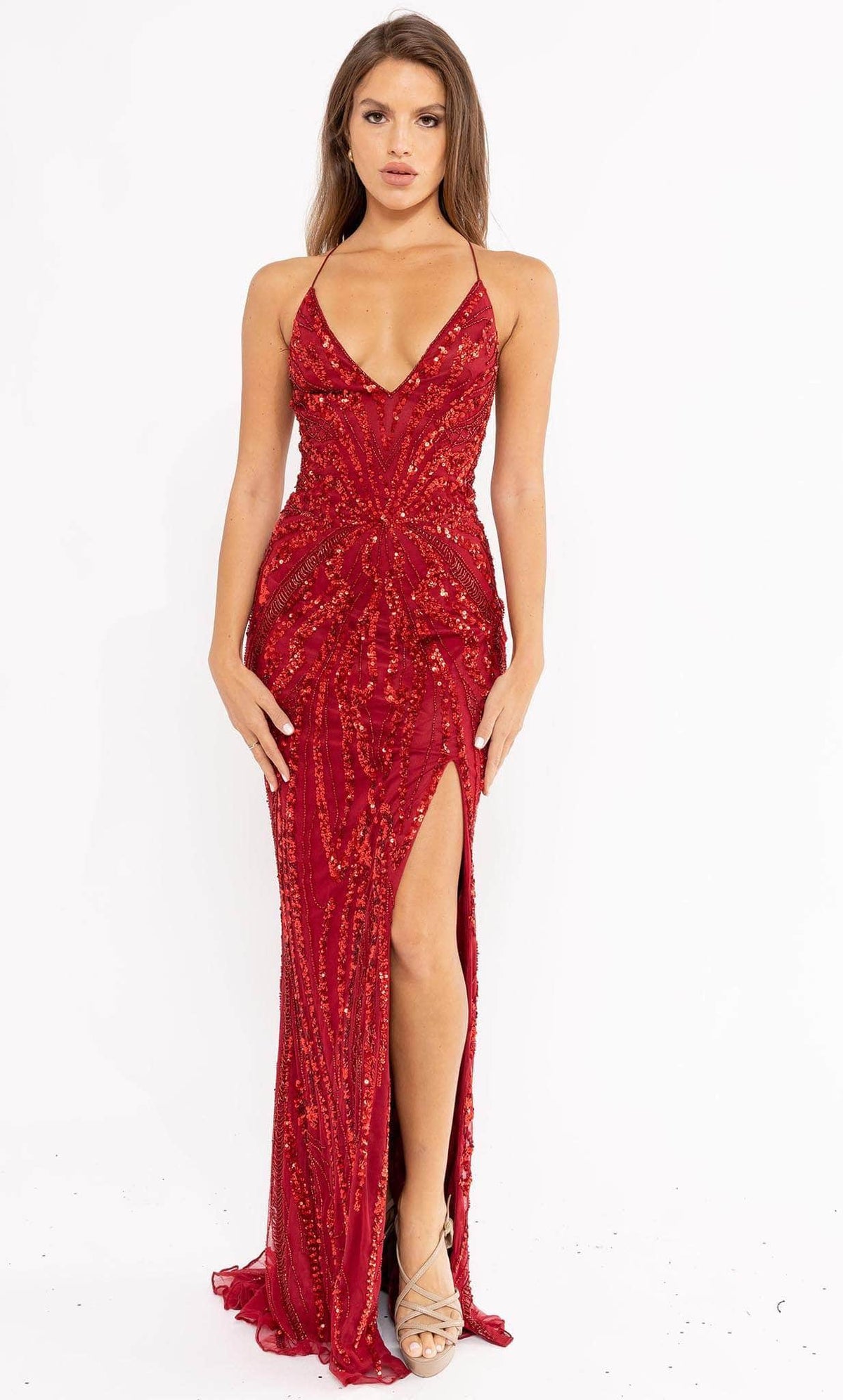 Primavera Couture 3958 - V-Neck Beaded Prom Dress - view 4