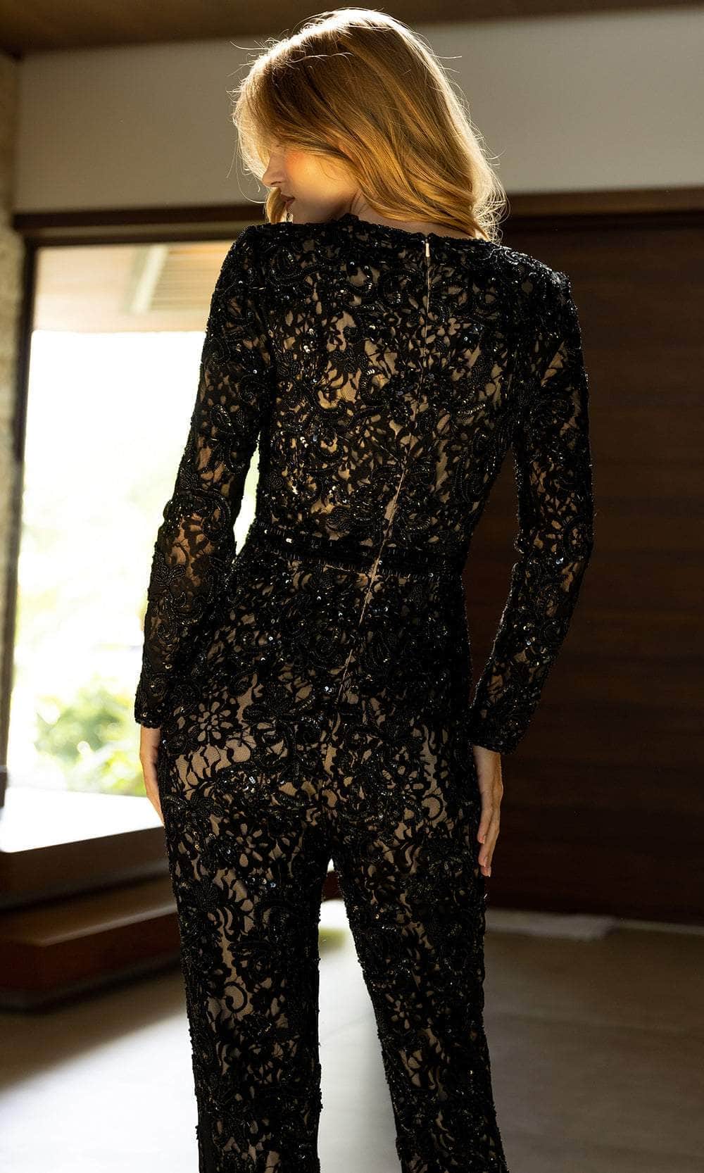 Primavera Couture 4173 - Long Sleeve Embroidered Jumpsuit - view 5