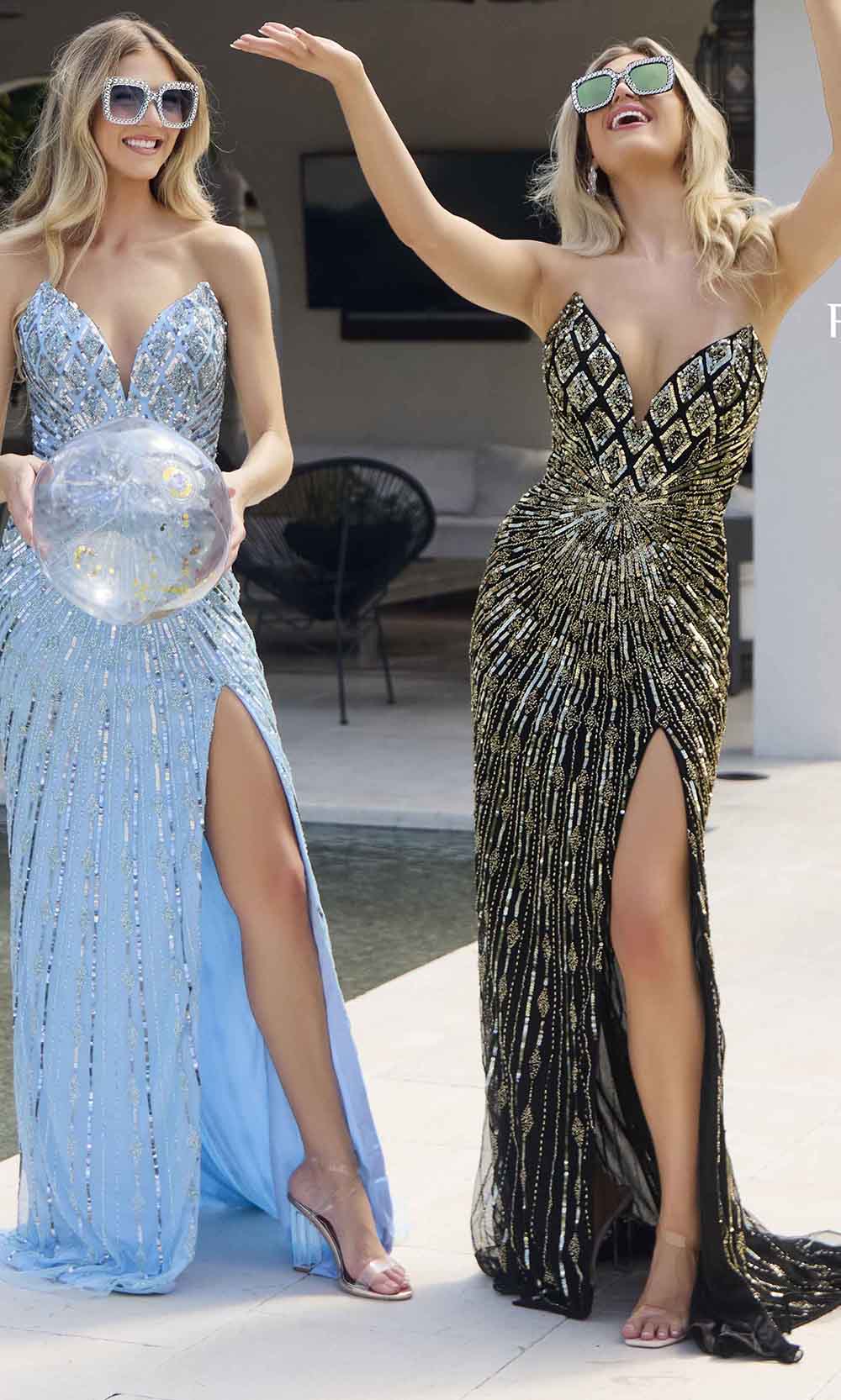 Primavera Couture 4301 - Geometric Embellished Prom Dress - view 7