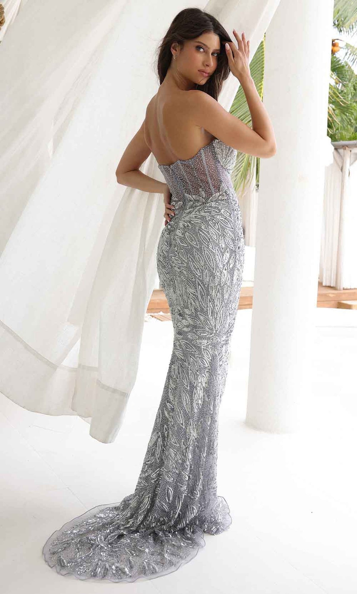 Primavera Couture 4321 - Foliage Pattern Prom Dress