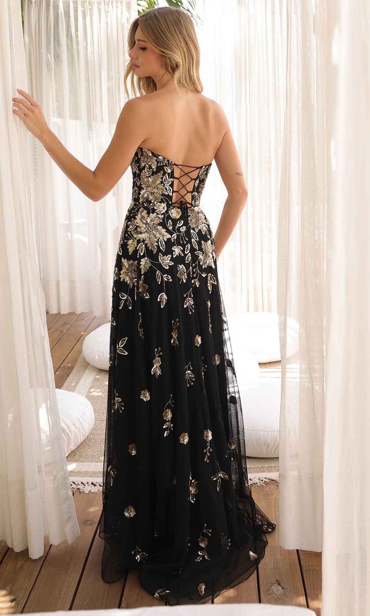 Primavera Couture 4361 - Strapless Lace-Up Back Prom Dress