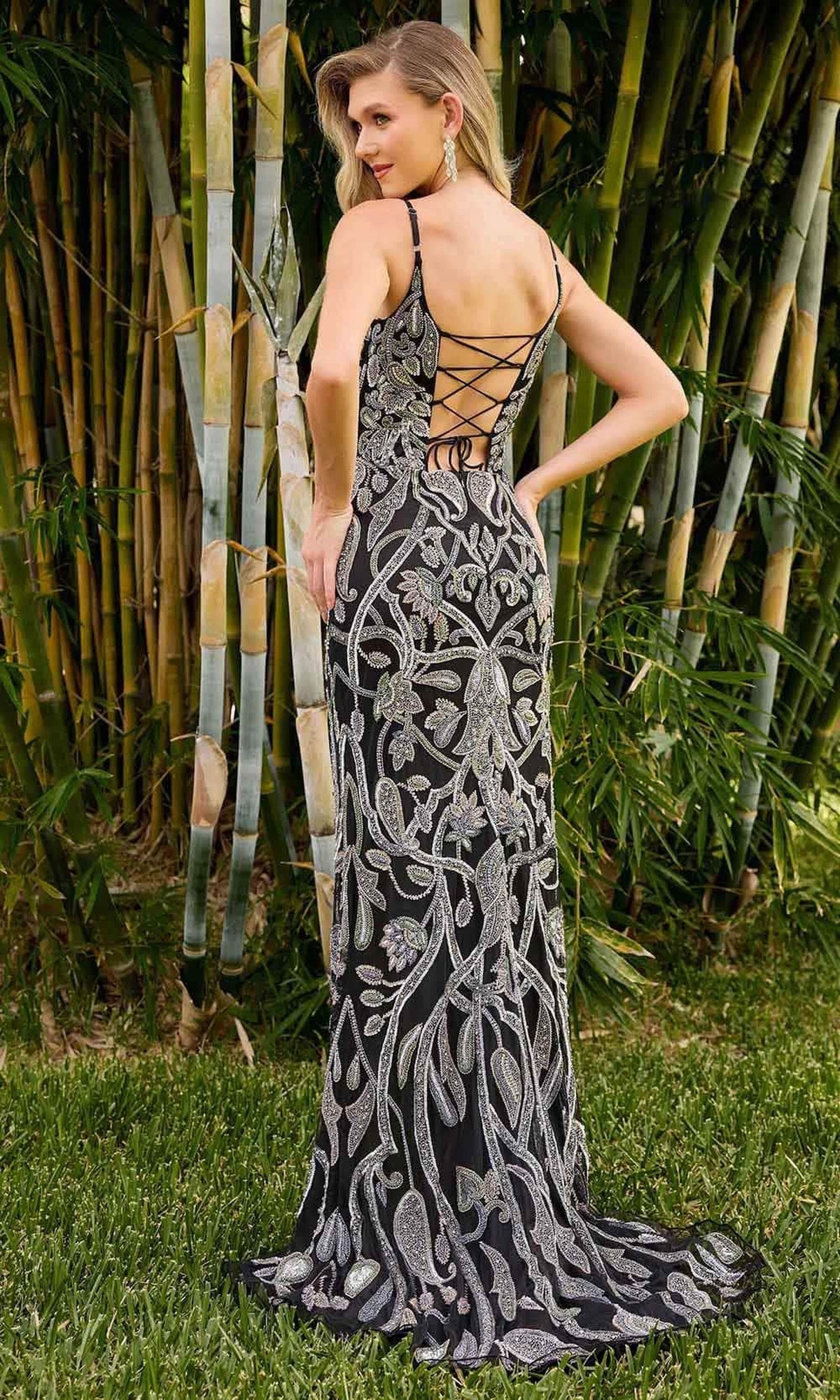 Primavera Couture 4369 - Sheer Insert Beaded Prom Gown