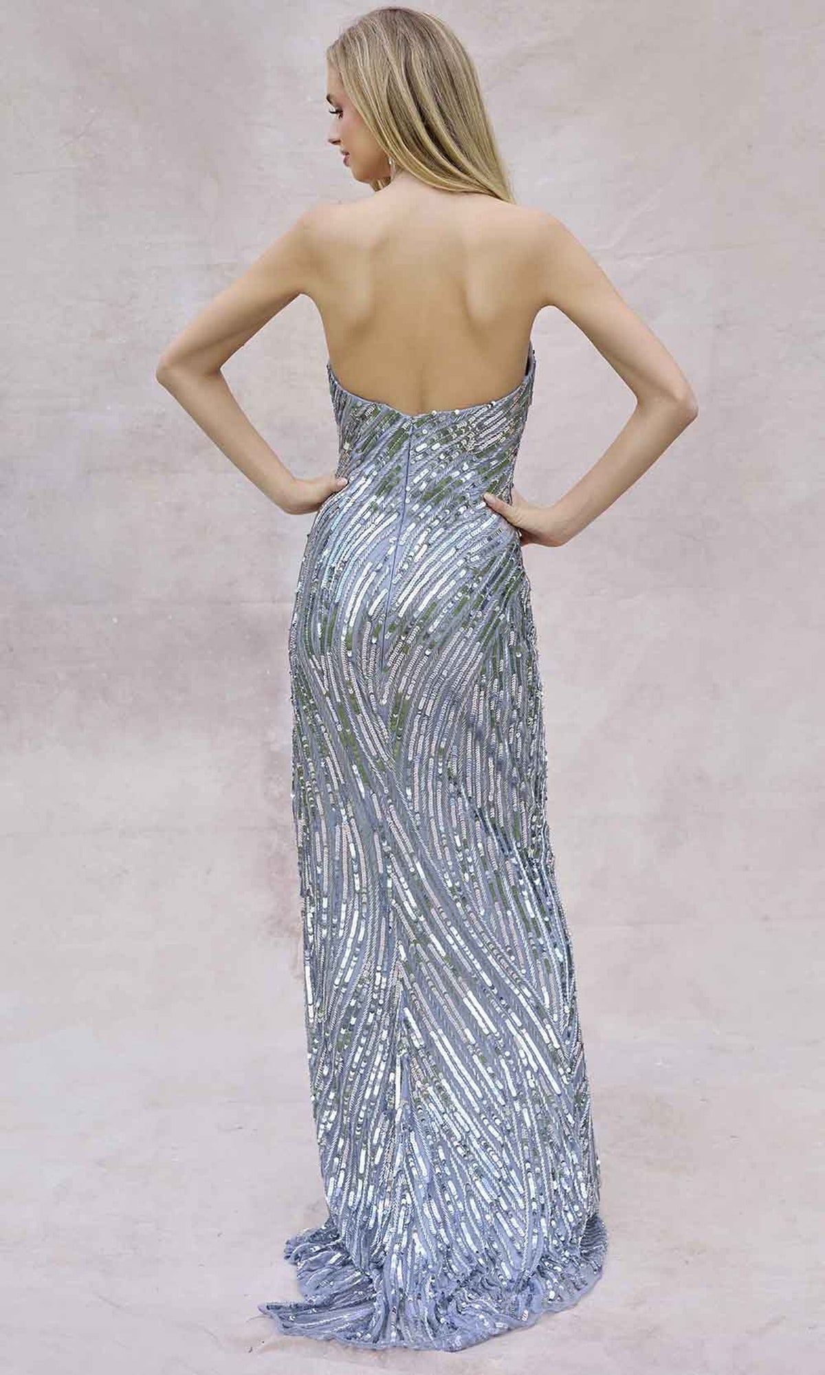 Primavera Couture 4376 - Scoop Neckline Sequin Prom Gown