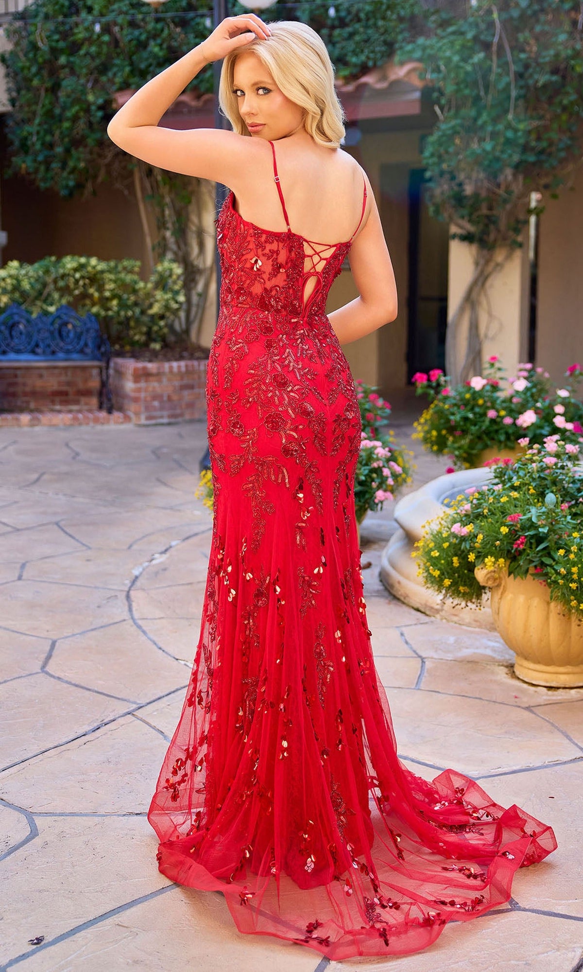 Primavera Couture 4532 - Spaghetti Strap Plunge V Prom Dress