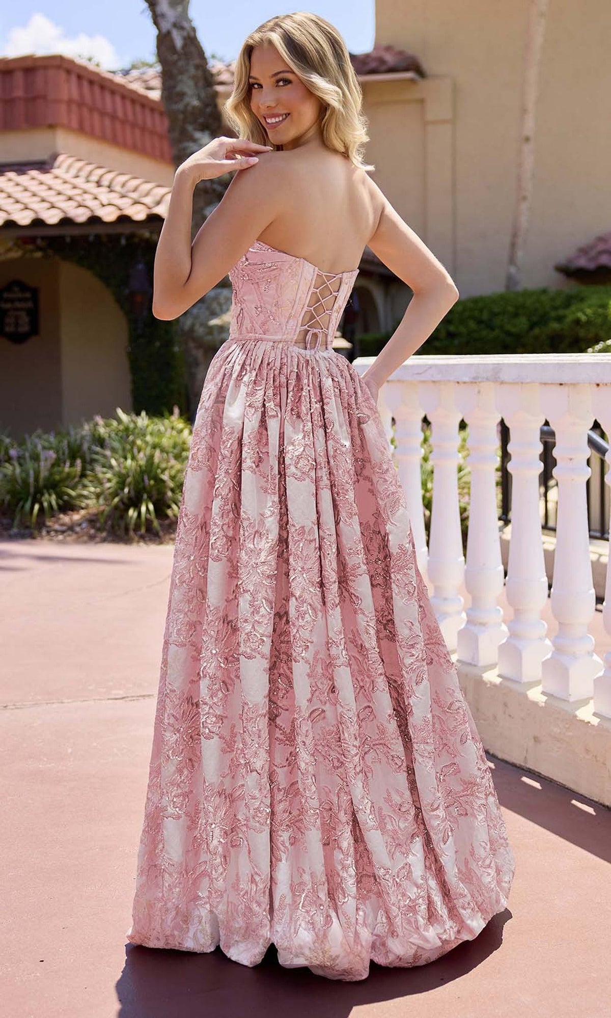 Primavera Couture 4566 - Sparkling Applique Strapless Ballgown