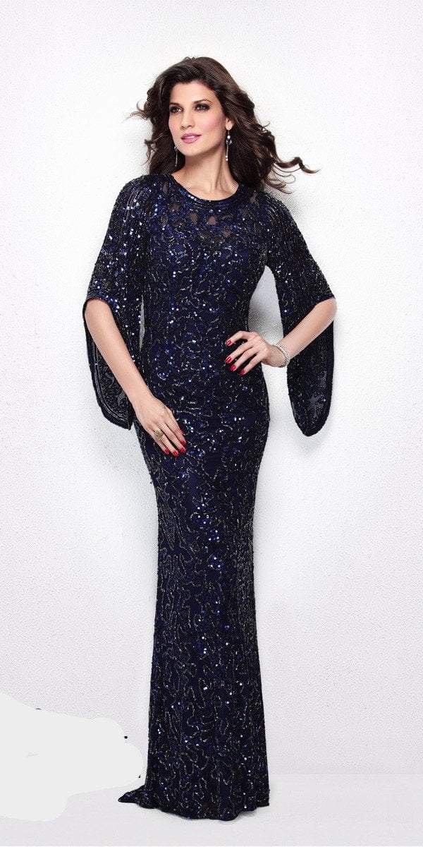Primavera Couture - 9713 Sequined Flare Sleeve Junior Prom Gown - view 13