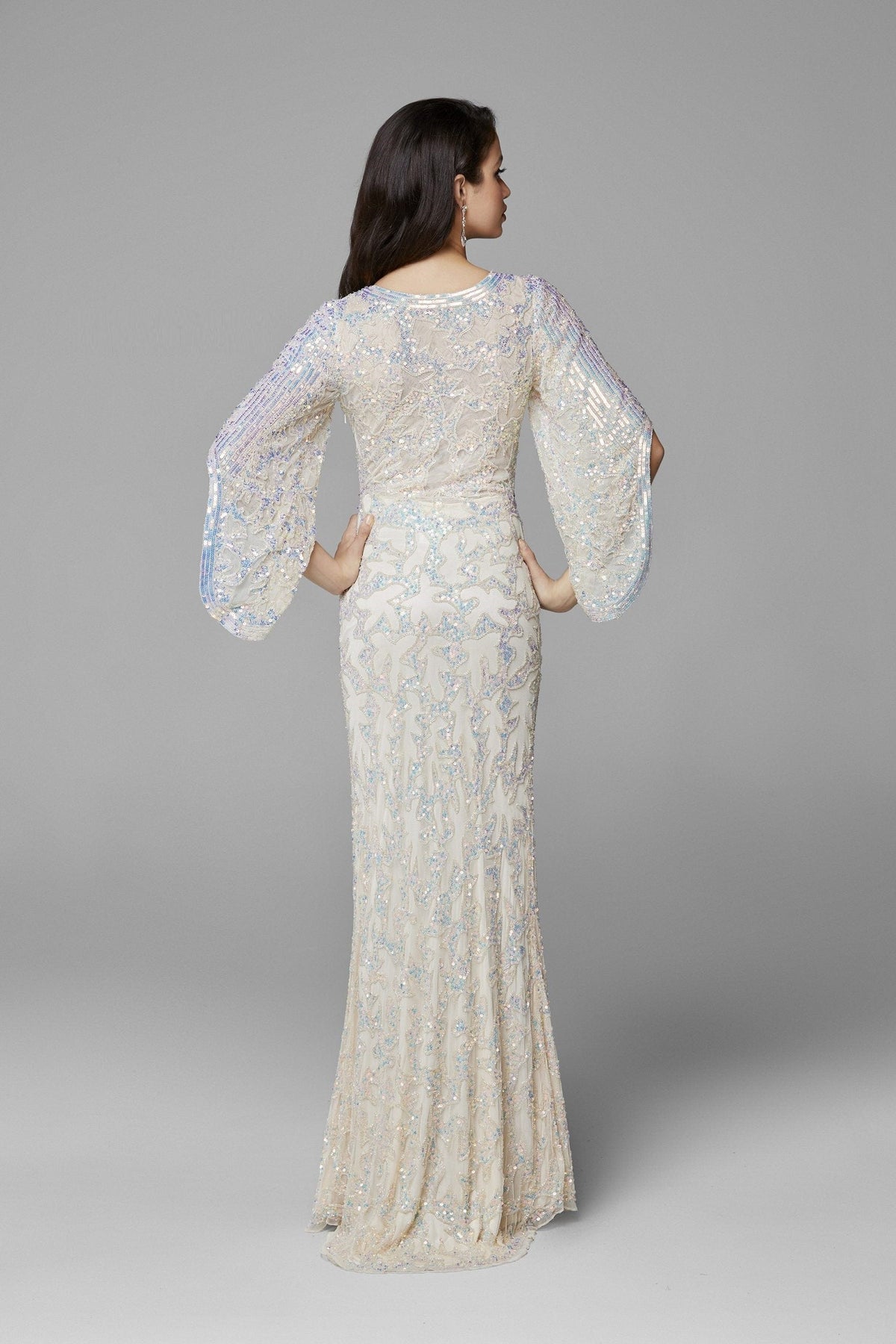 Primavera Couture - 9713 Sequined Flare Sleeve Junior Prom Gown - view 15