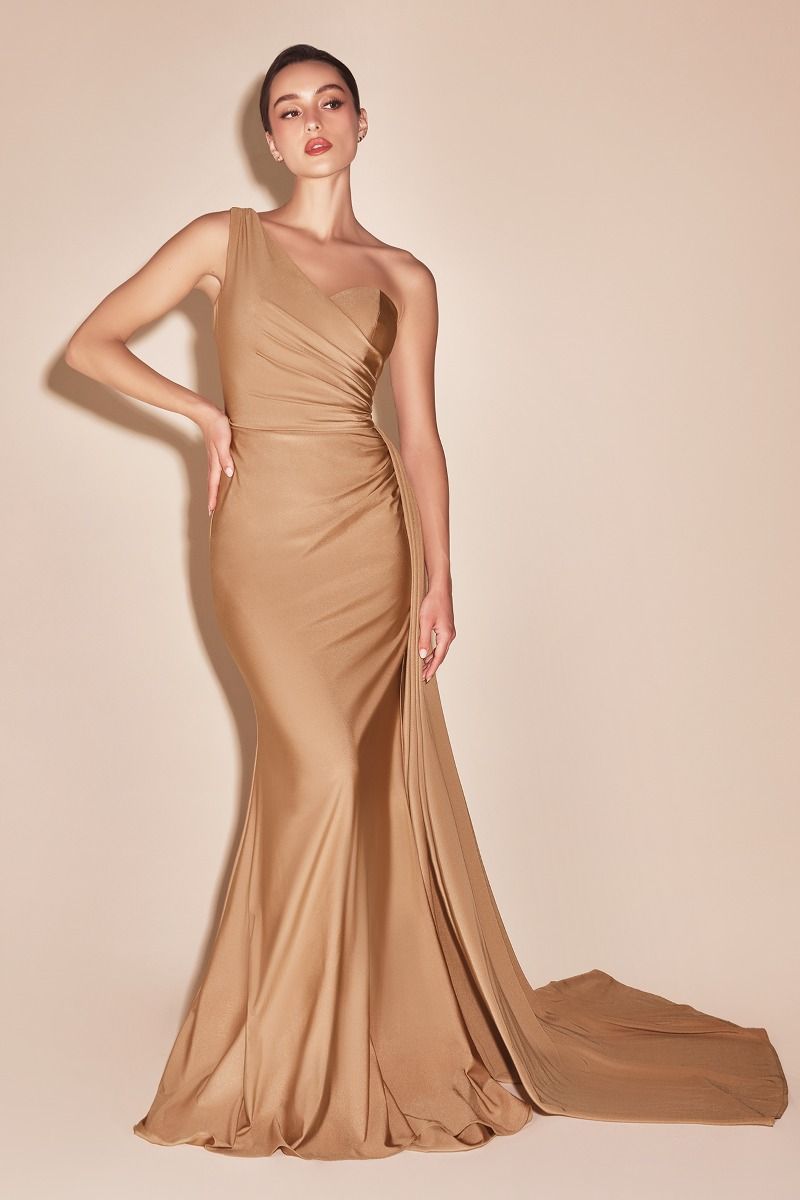 Ladivine PT004C - Asymmetrical Sheath Evening Dress