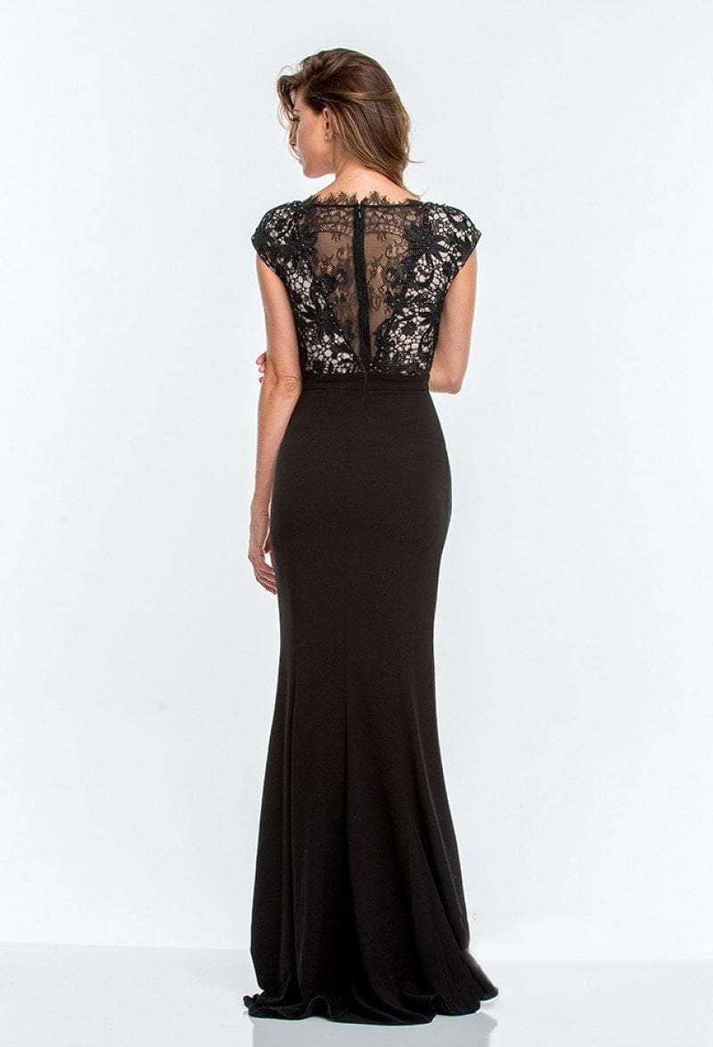 Terani Couture - 151E0444A Lace Overlaid Cap Sleeve Gown