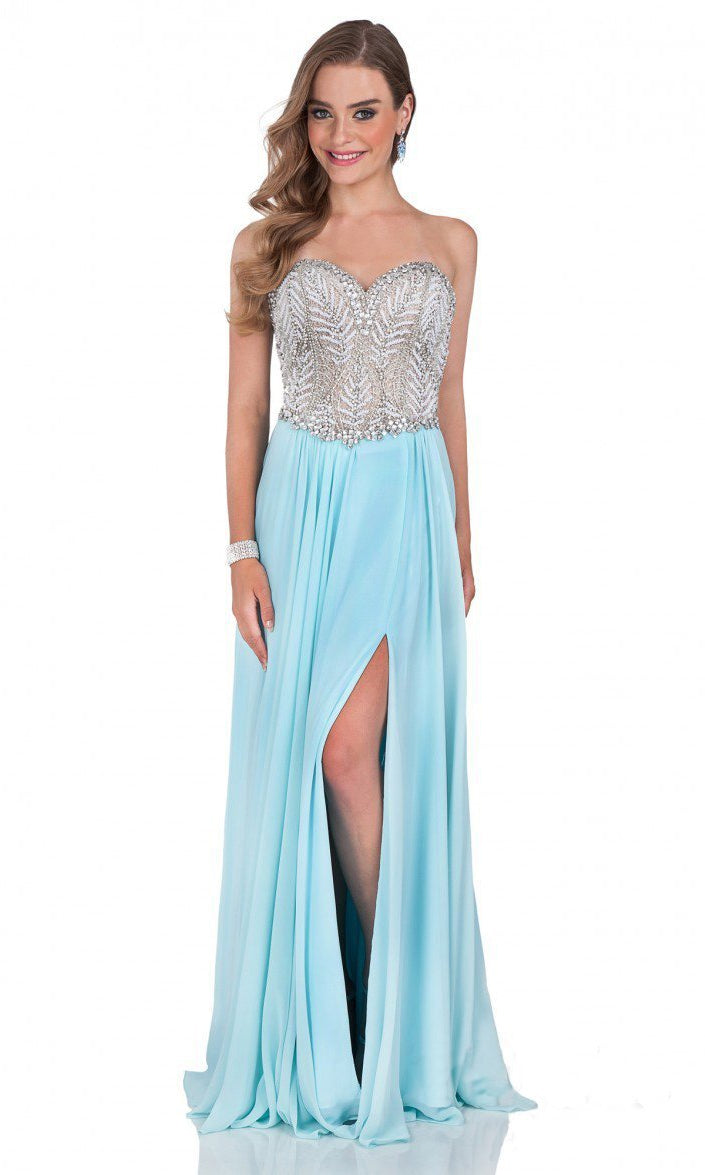 Terani Couture - 1611P0207A Fully Jeweled Bodice Evening Dress - designer prom dress at Silhouette Dresses
