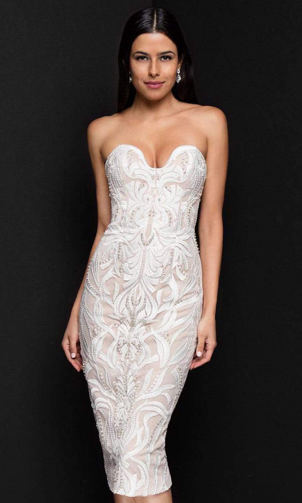 Terani Couture - 1811C6027 Strapless Embellished Fitted Dress - back view