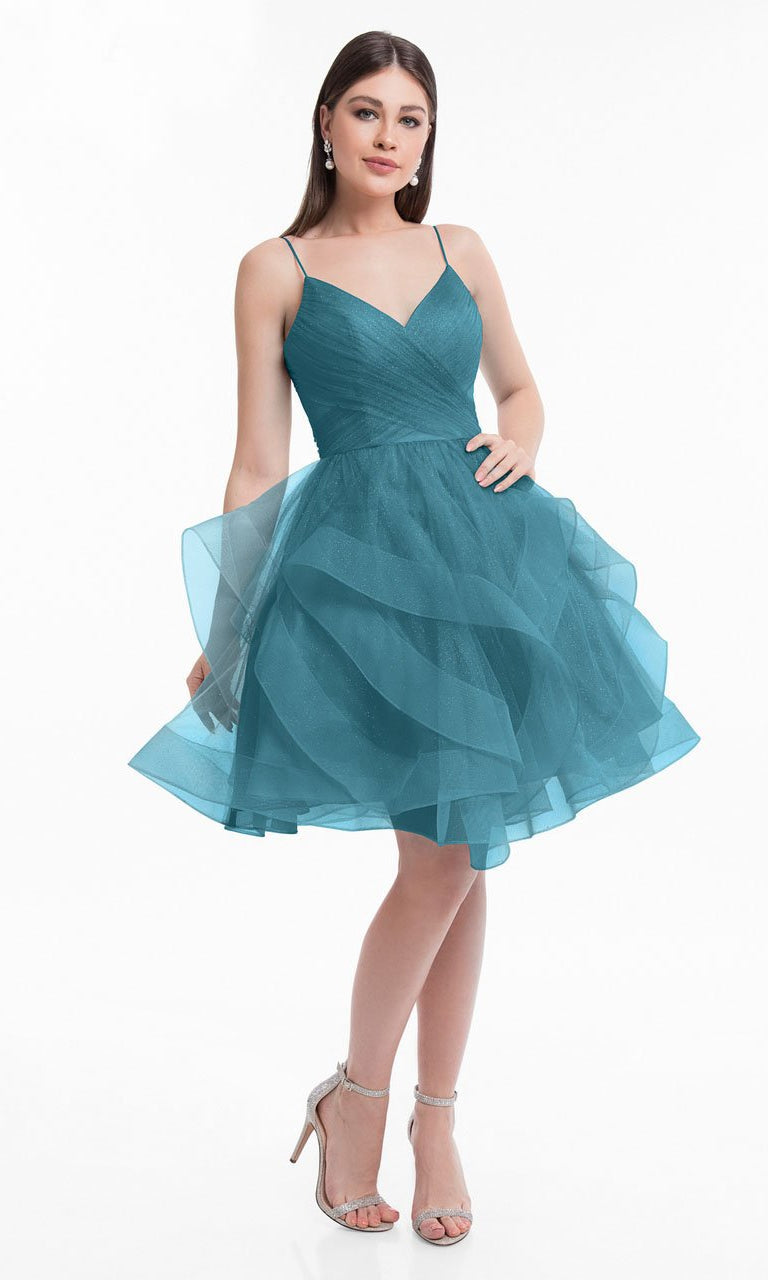Terani Couture - 1821H7770 Low Scoop Back Ruffle Skirt Cocktail Dress - back view