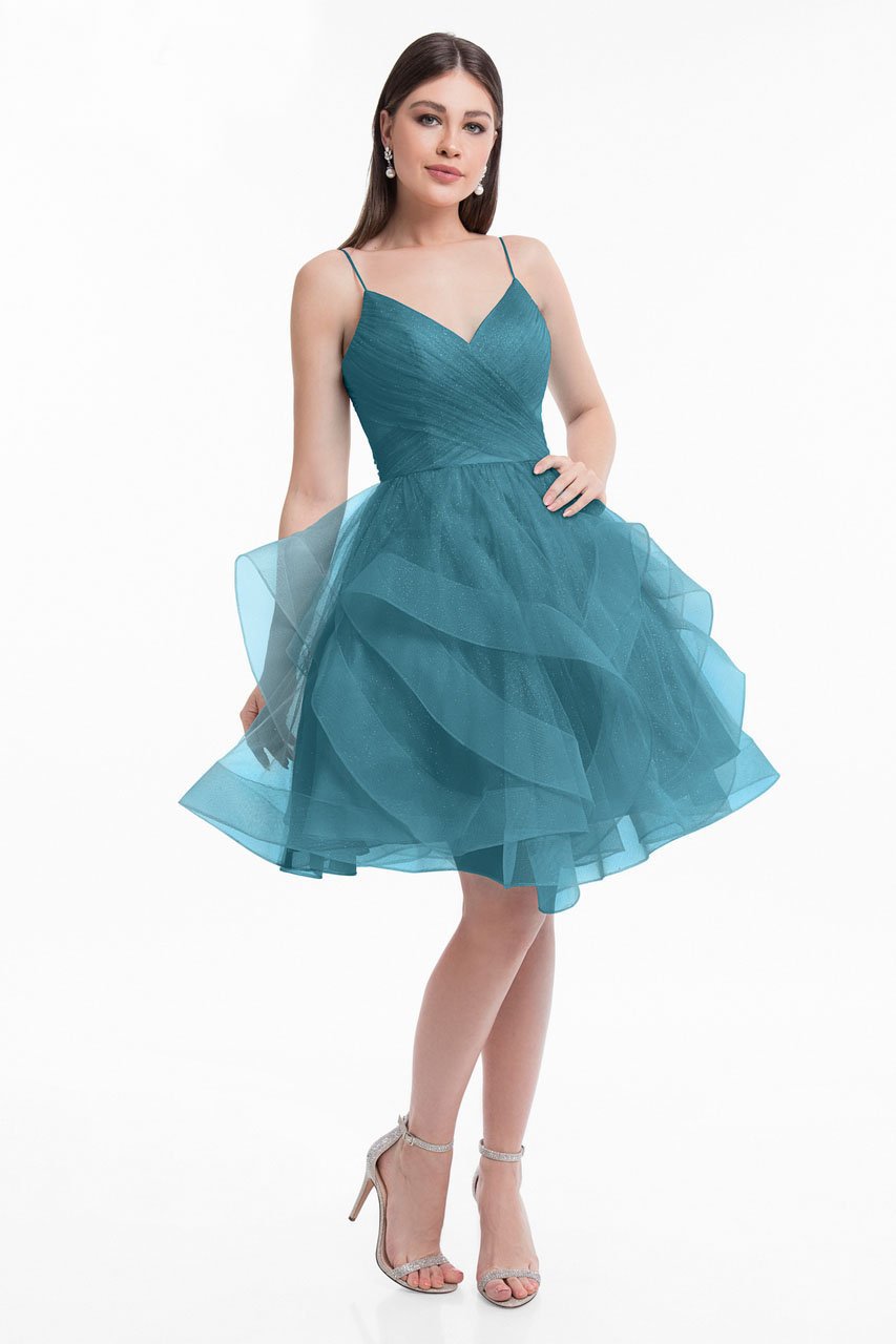 Terani Couture - 1821H7770 Low Scoop Back Ruffle Skirt Cocktail Dress - back view