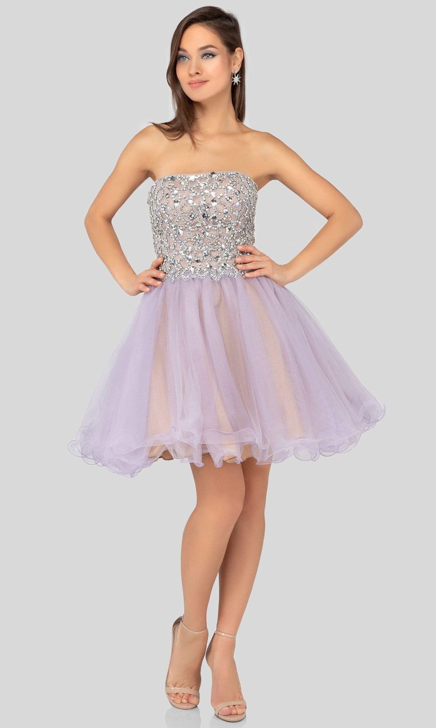 Terani Couture - 1911P8016 Strapless Beaded Tulle Cocktail Dress - back view