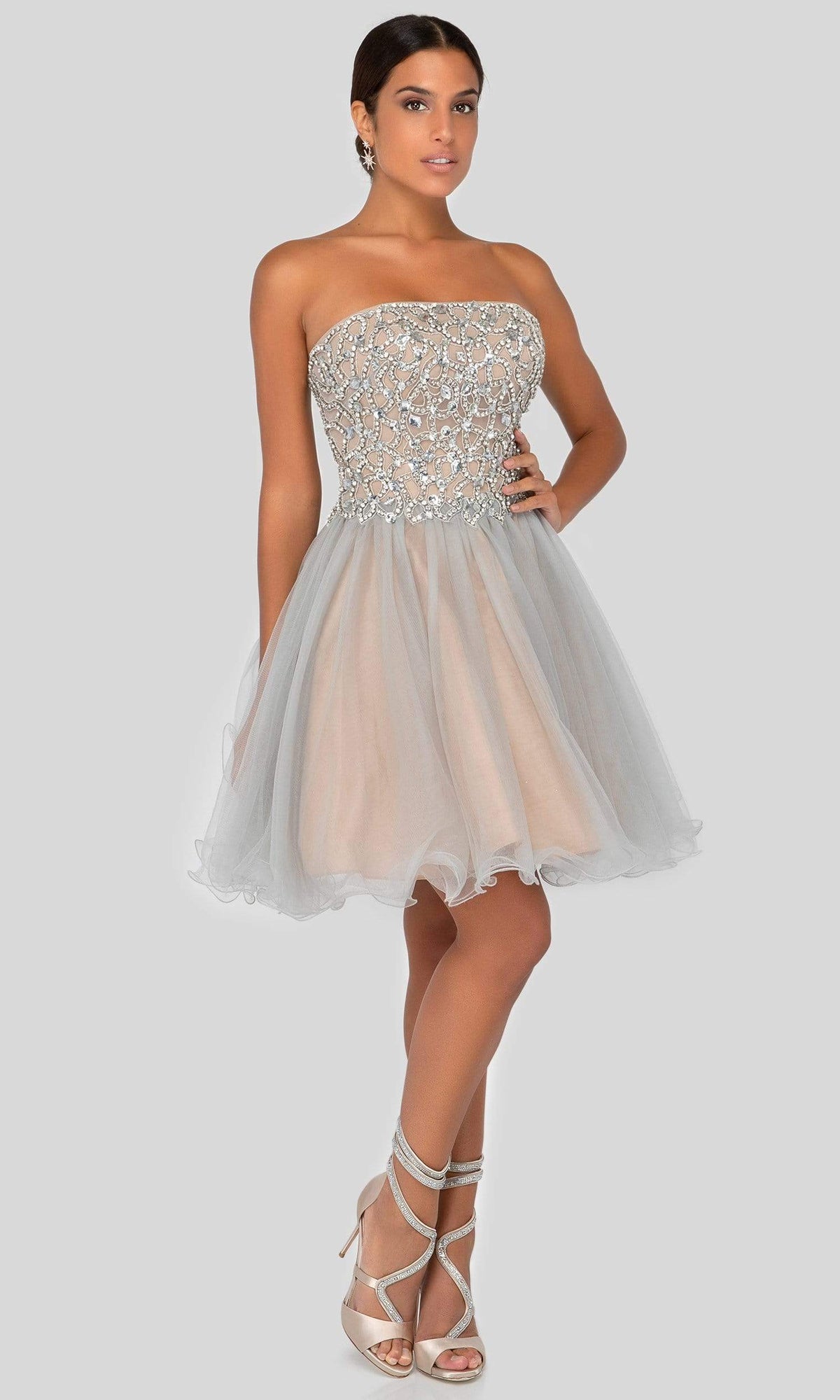 Terani Couture - 1911P8016 Strapless Beaded Tulle Cocktail Dress - view 4