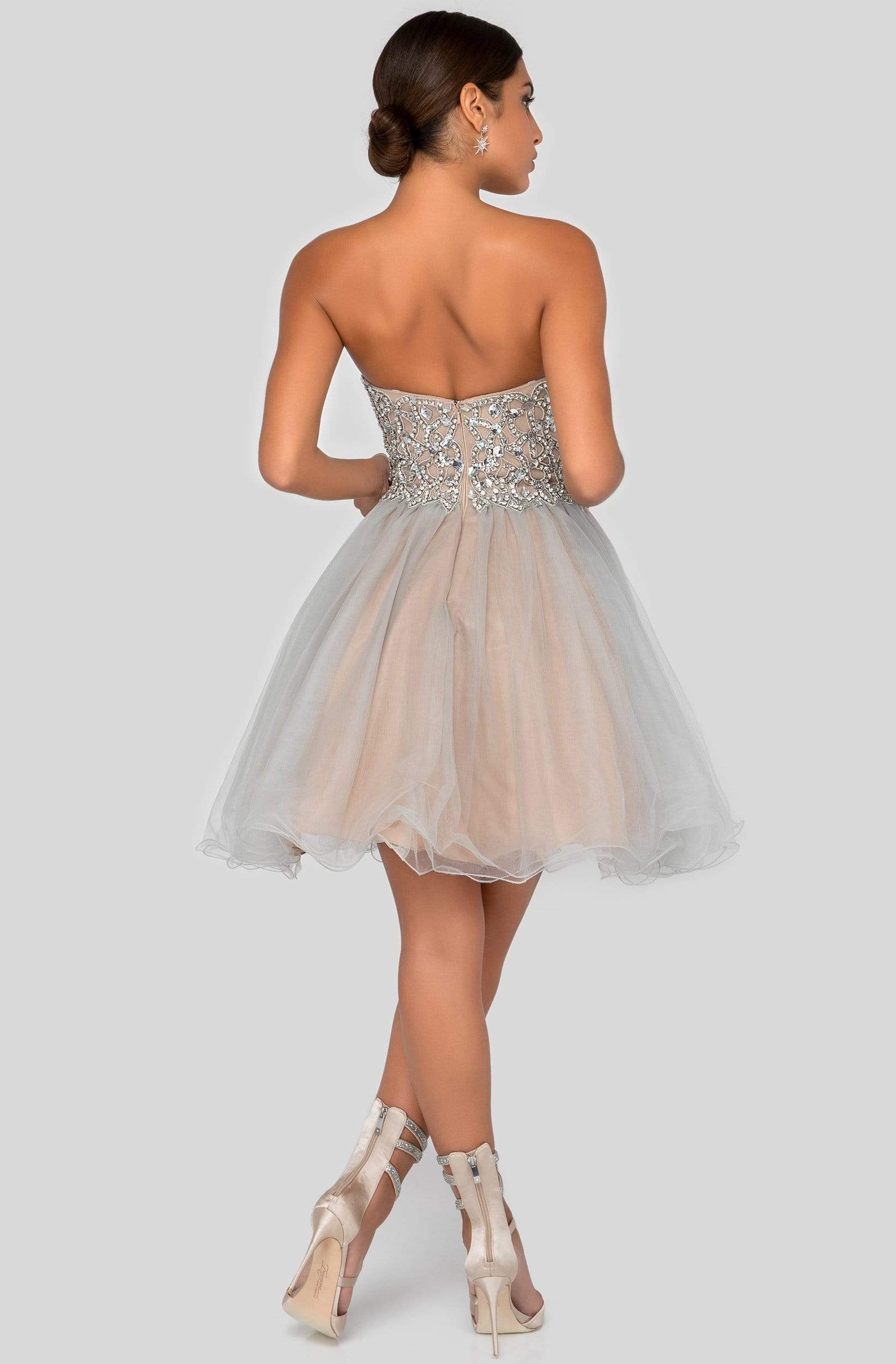 Terani Couture - 1911P8016 Strapless Beaded Tulle Cocktail Dress - view 5