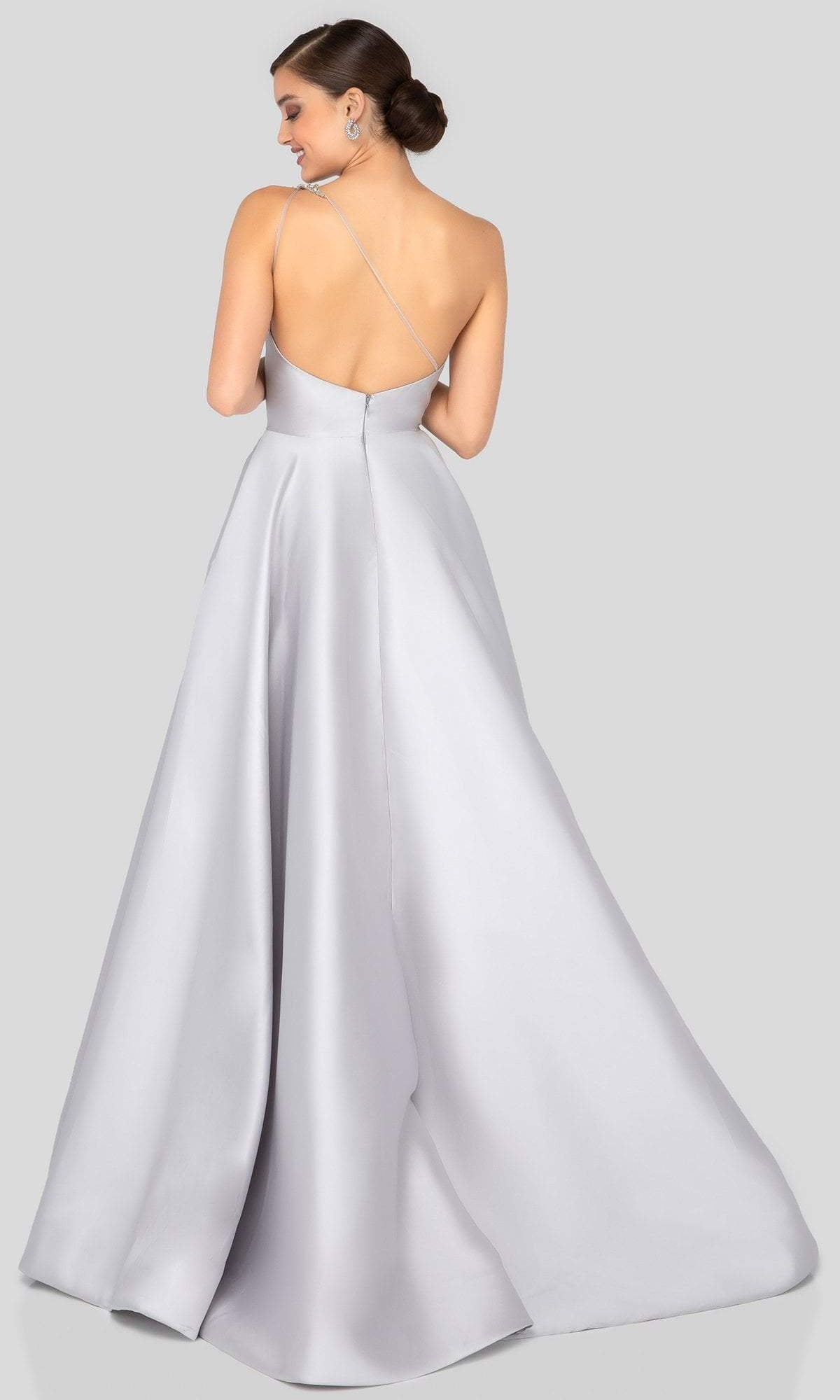 Terani Couture - 1912E9202 One Shoulder Dazzling Fern Accent Gown - view 7
