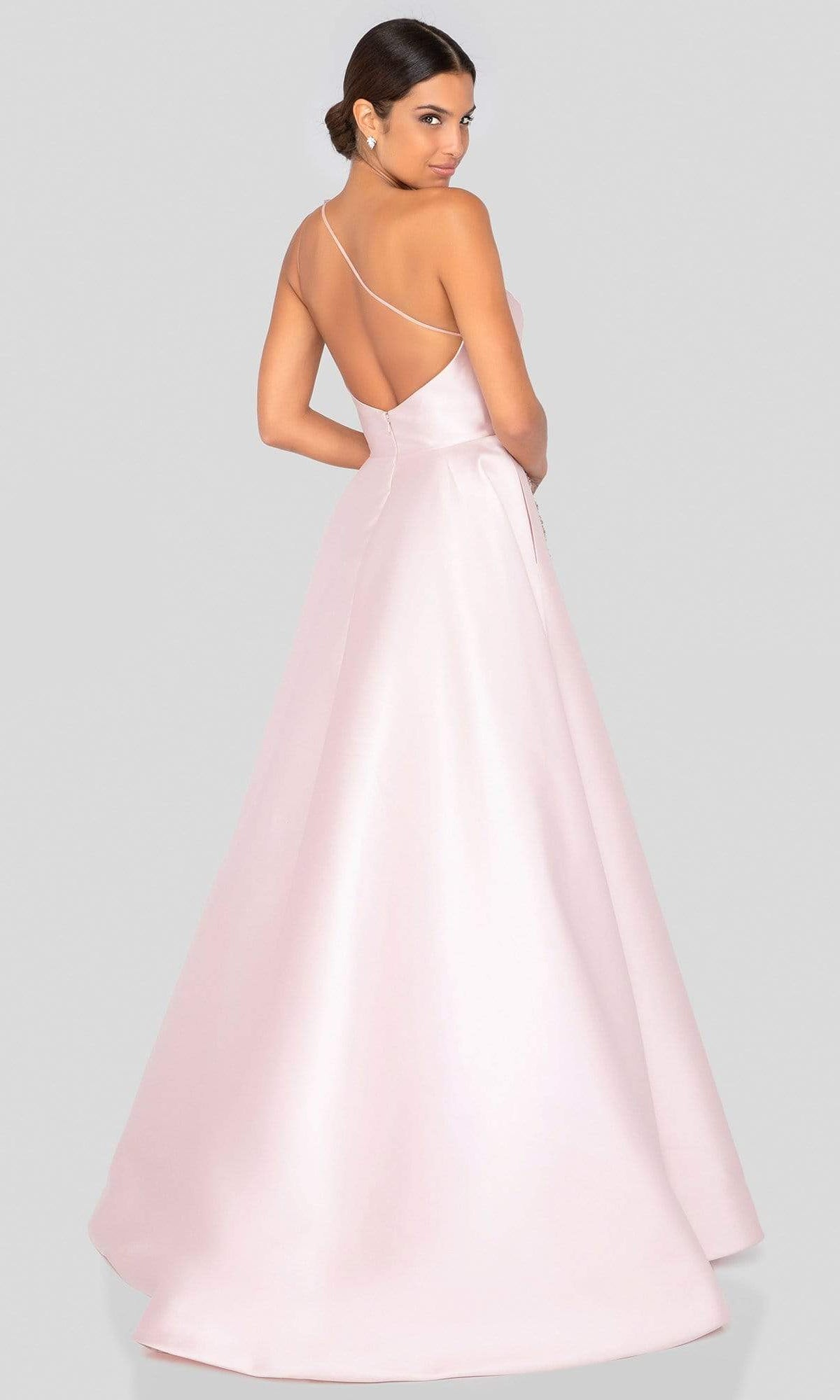 Terani Couture - 1912E9202 One Shoulder Dazzling Fern Accent Gown - view 6