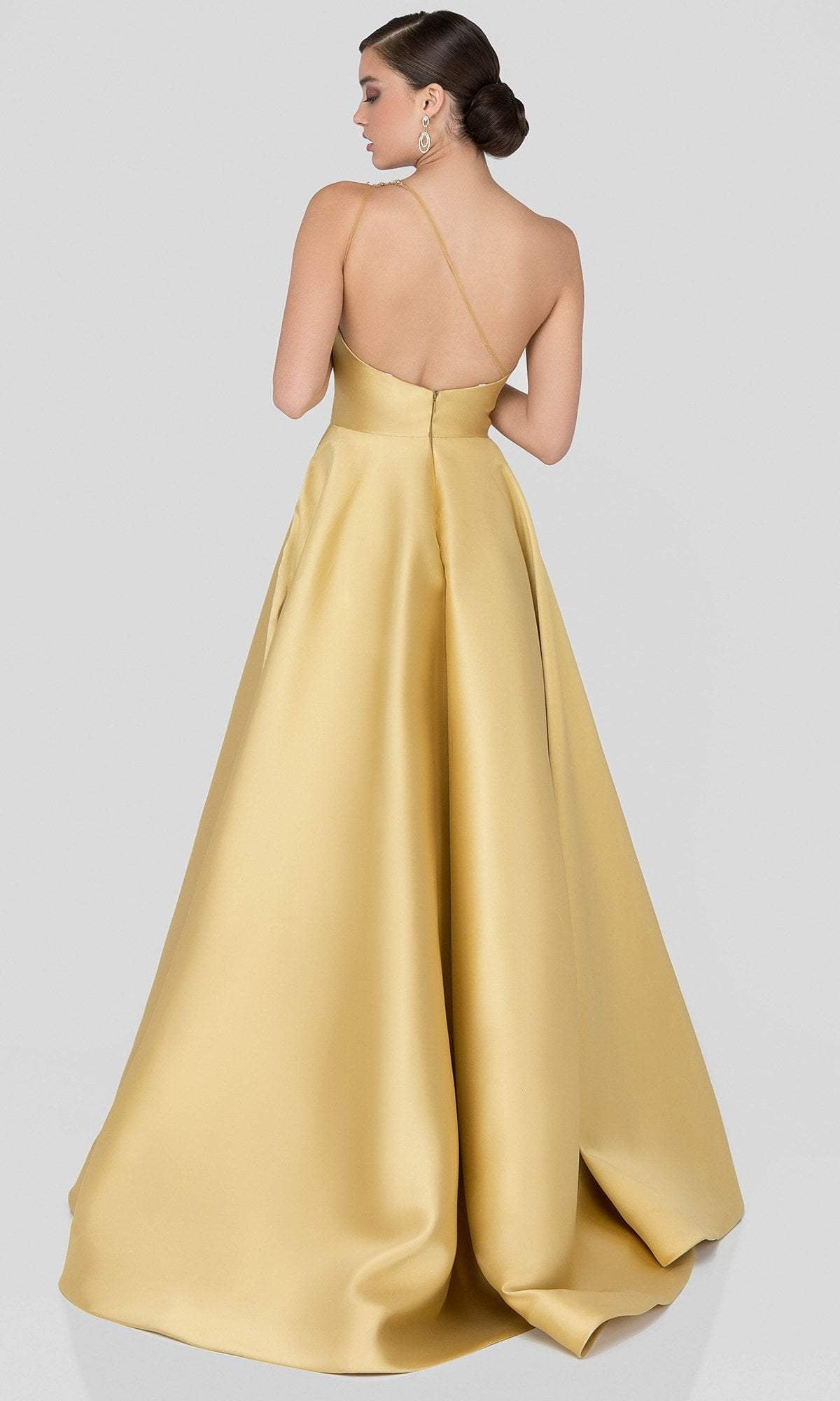 Terani Couture - 1912E9202 One Shoulder Dazzling Fern Accent Gown - view 5