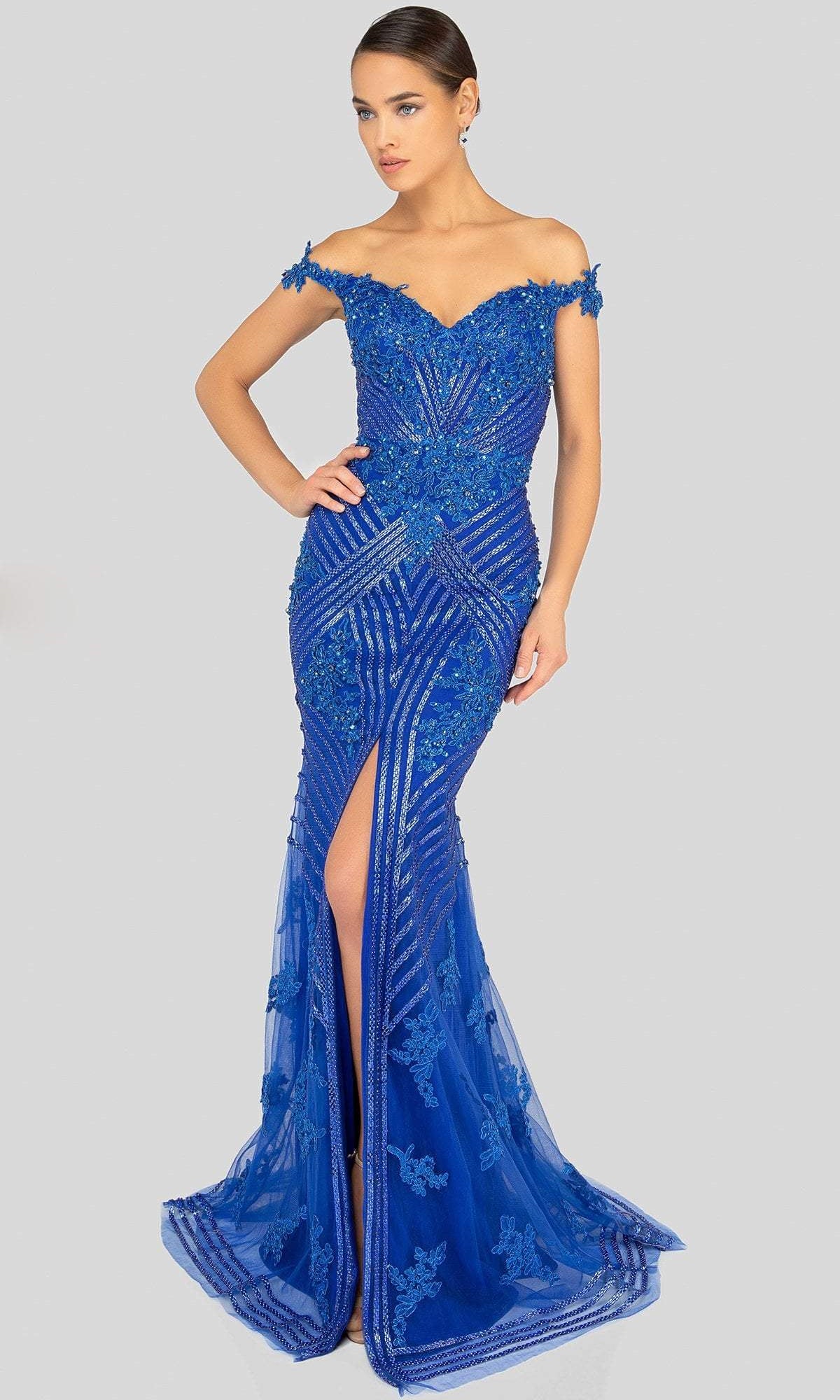 Terani Couture - 1912GL9572 Sparkling Off-Shoulder Mother of the Groom Gown - detail view