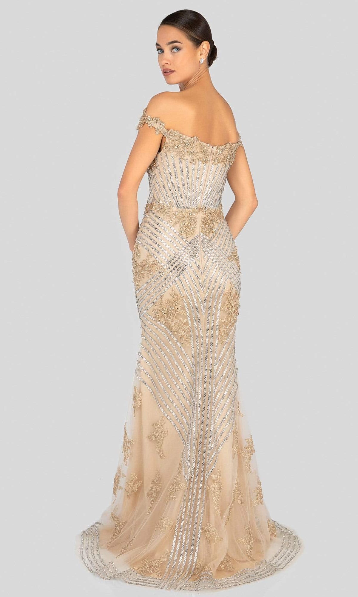 Terani Couture - 1912GL9572 Sparkling Off-Shoulder Mother of the Groom Gown - back view