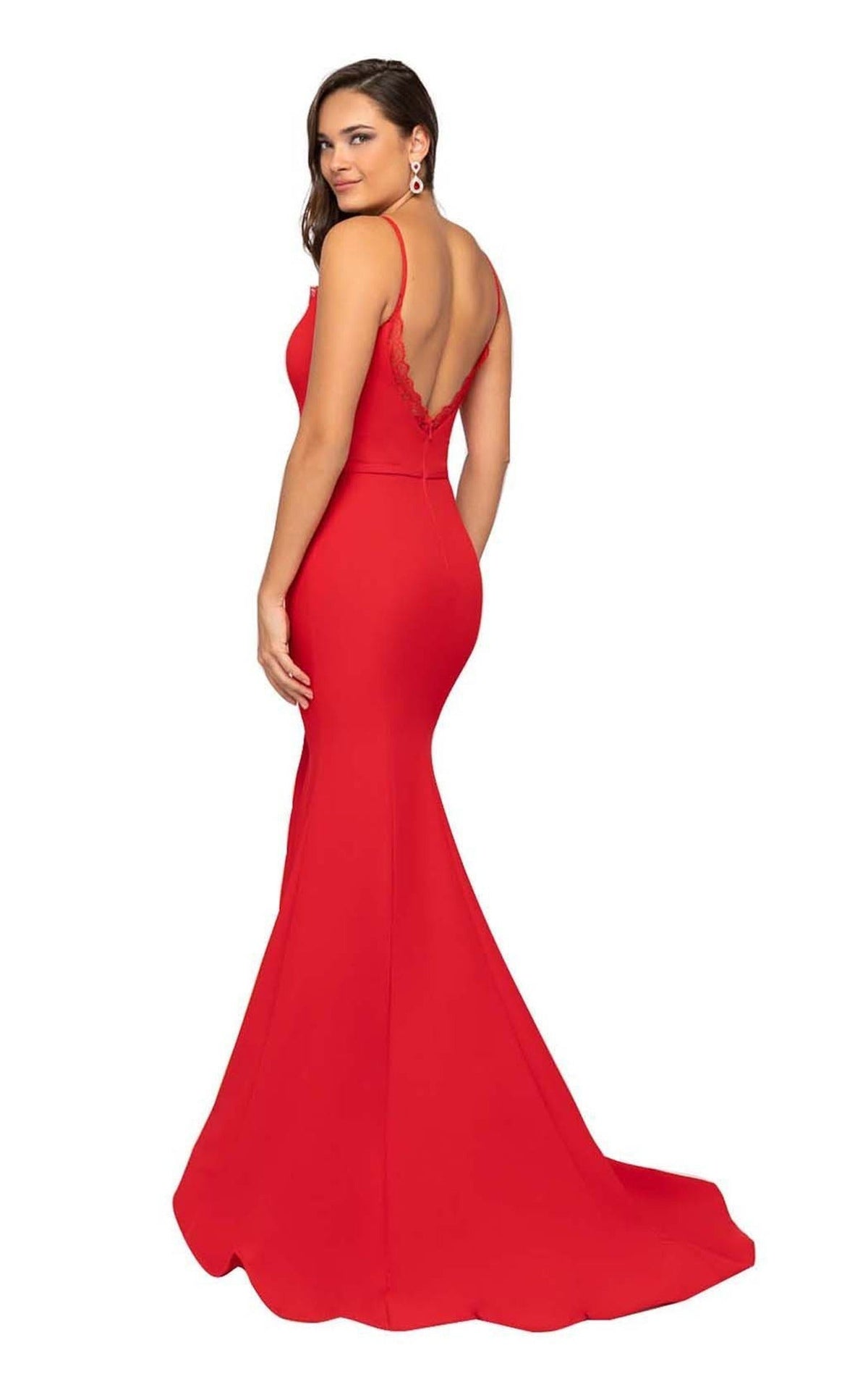 Terani Couture - 1912P8219 Lace V-Neck Mermaid Dress